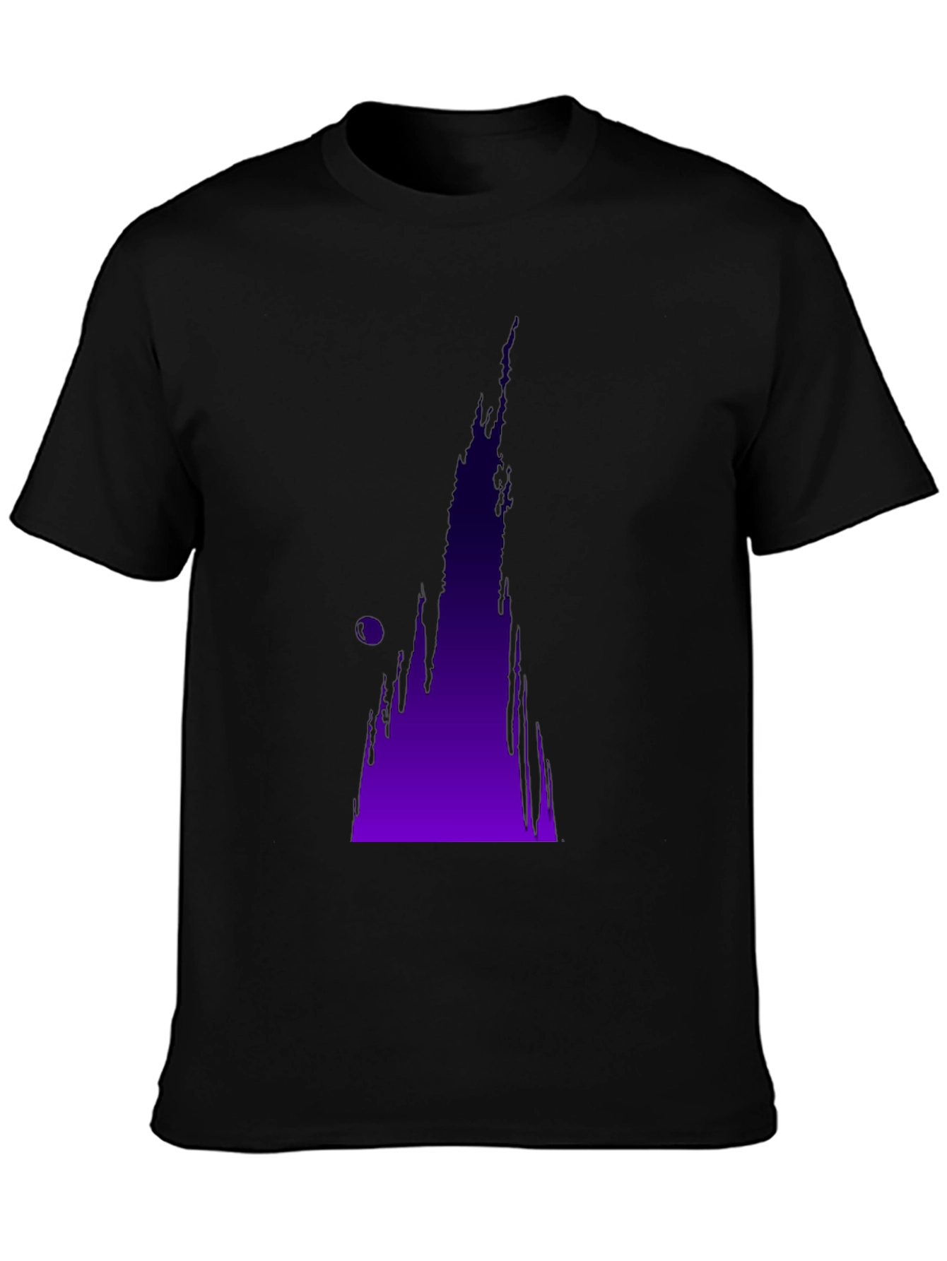 Black Abstract Purple Drip Design Black T-Shirt view 3
