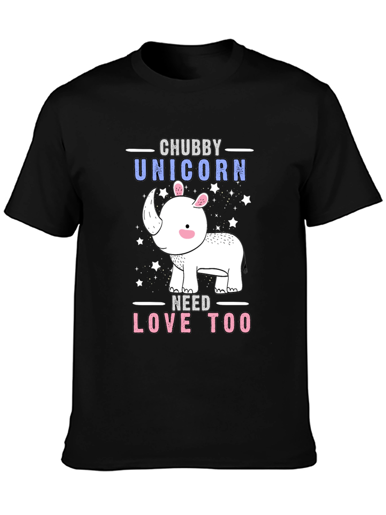 Black Chubby Unicorn Graphic Tee - Men's Black T-Shirt view 3