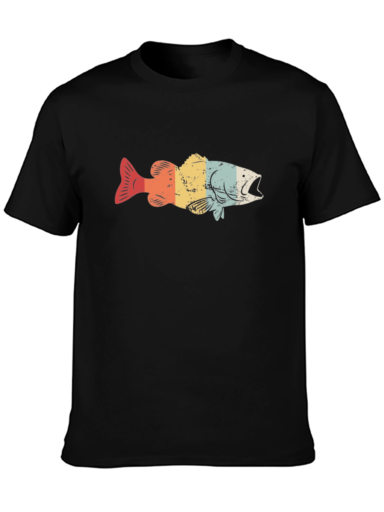 Black Retro Fish Graphic T-Shirt - Vintage Style Design view 3