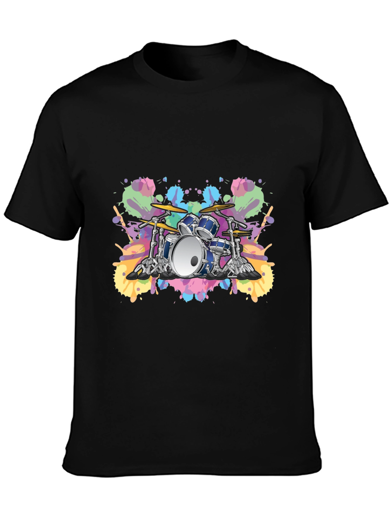 Black Drum Set Graphic Tee - Musician's Style view 3
