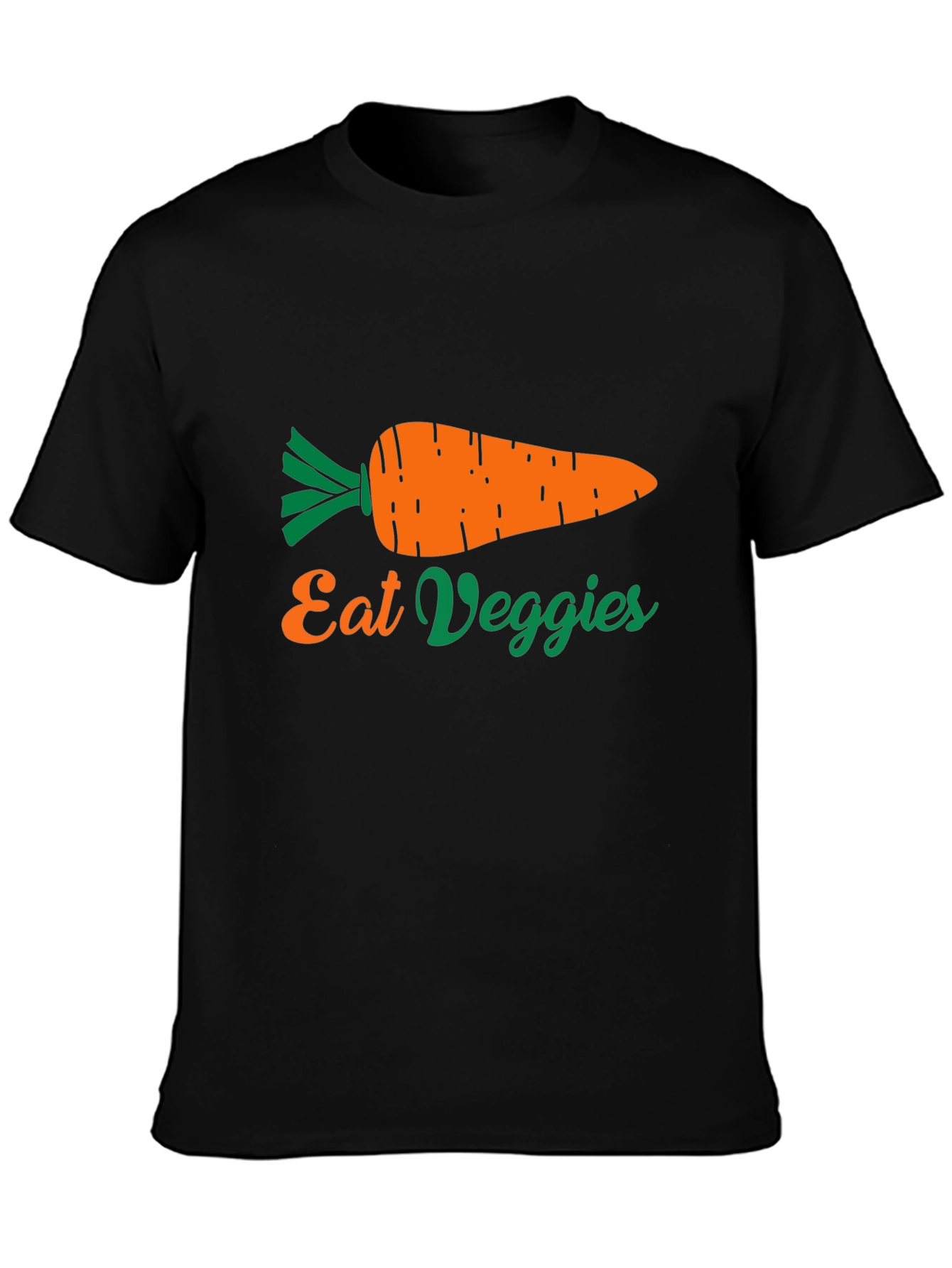 Black Eat Veggies Carrot Graphic Tee - Unisex view 3