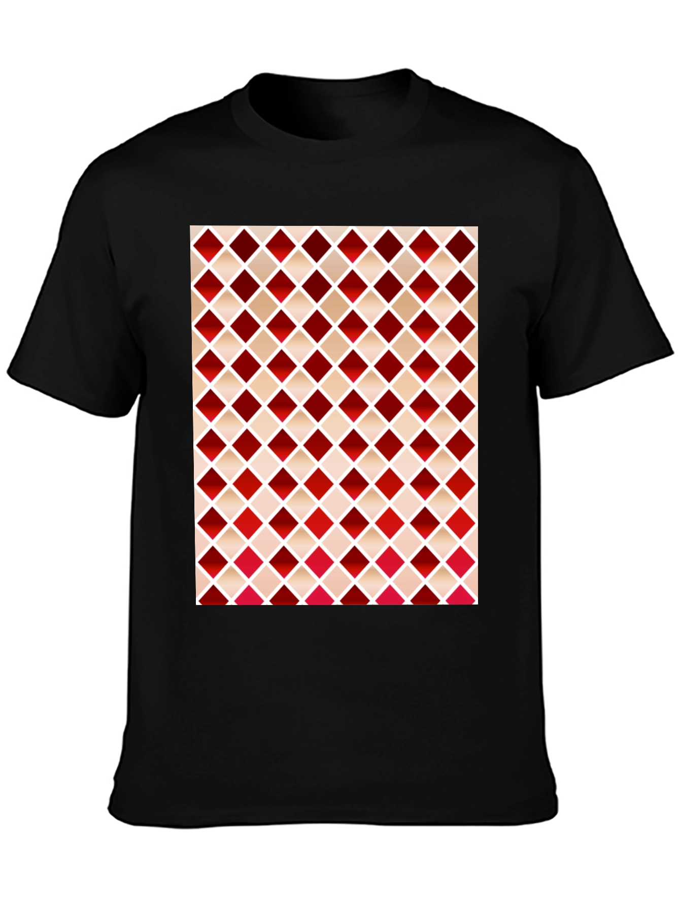 Black Stylish Diamond Pattern T-Shirt view 3