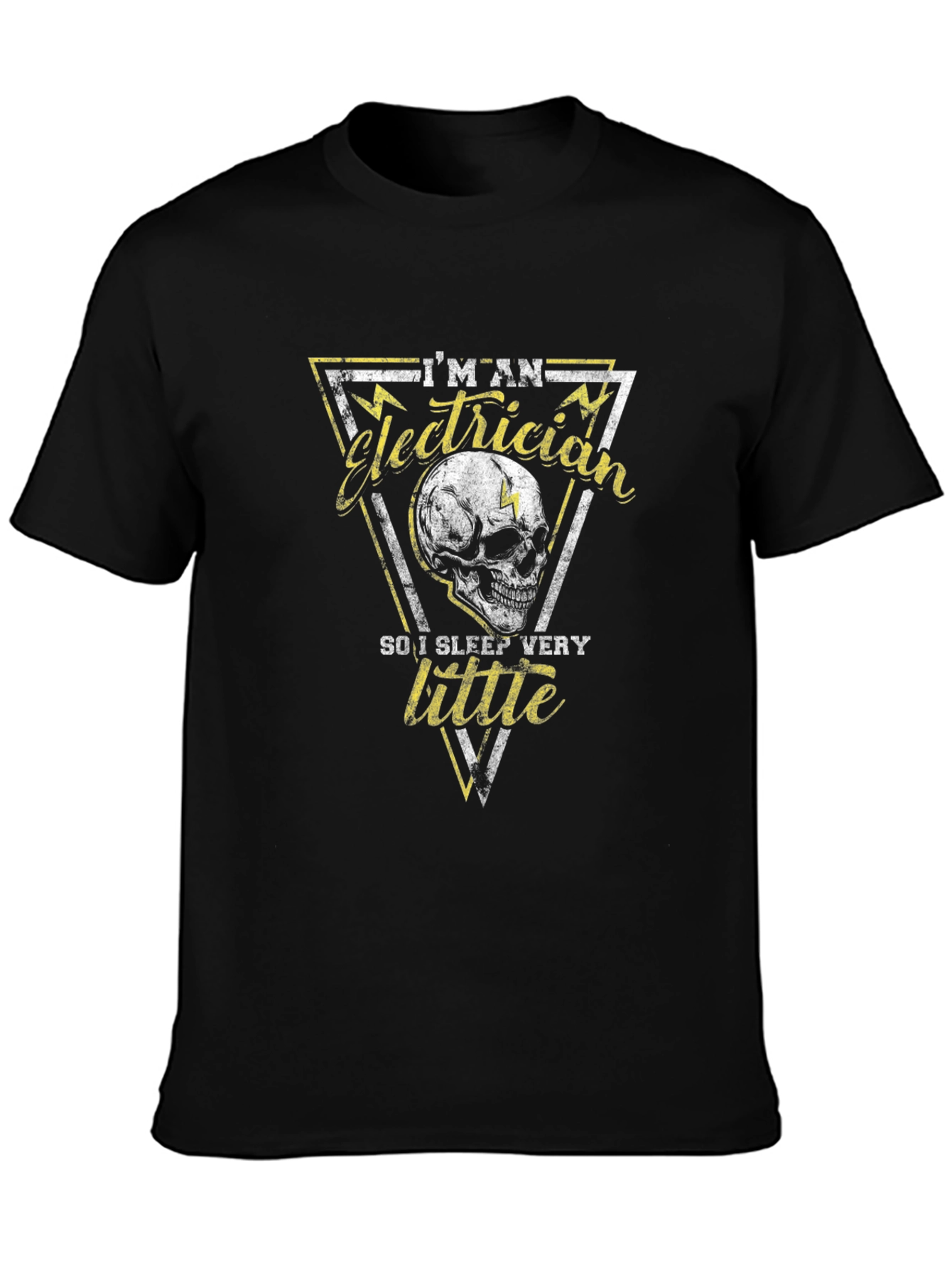 Black Electrician Skull Graphic T-Shirt view 3