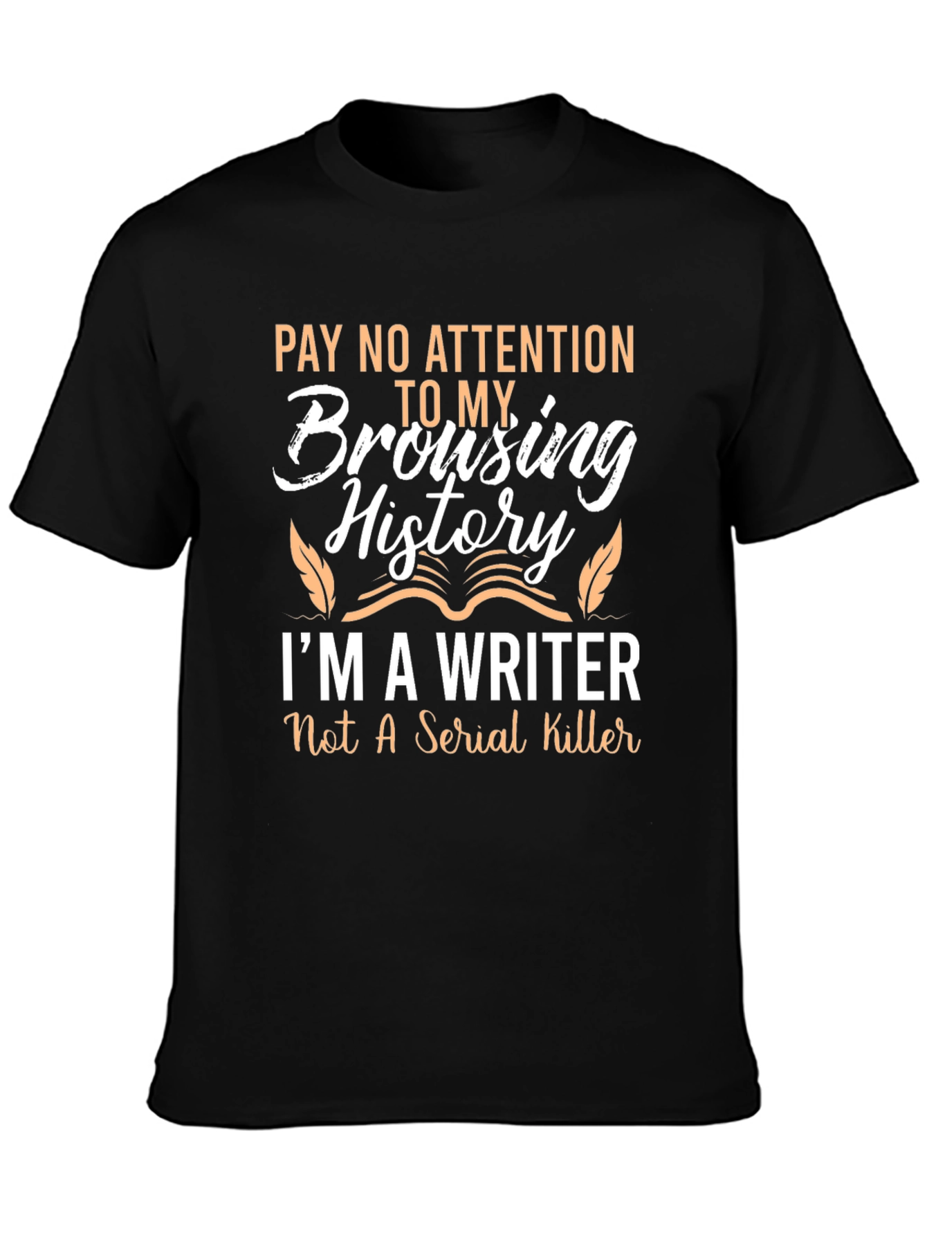 Black Writer Browsing History T-Shirt - Funny Novelty Tee view 3