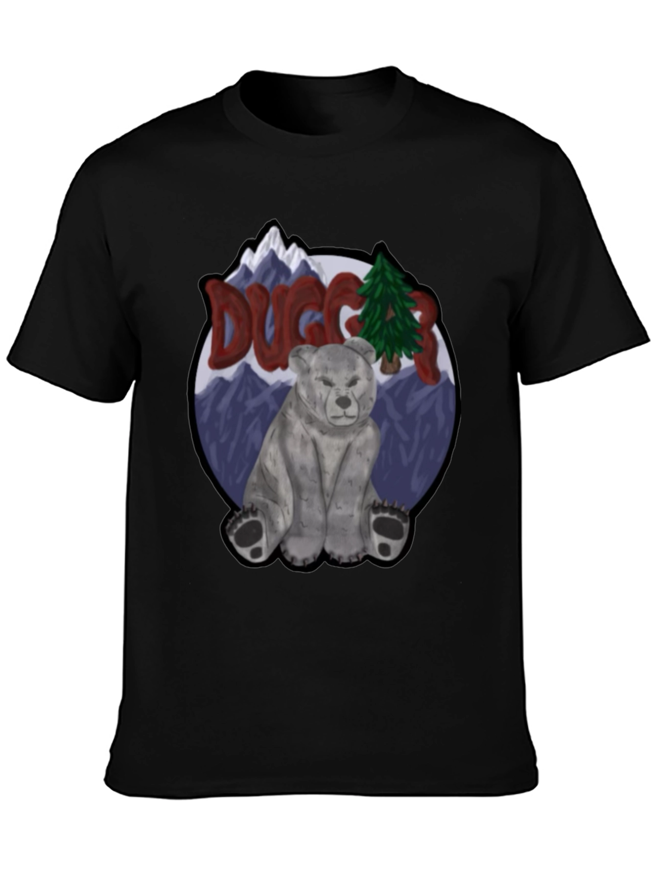Black Duggar Bear Graphic Tee - Mountain Scene view 3