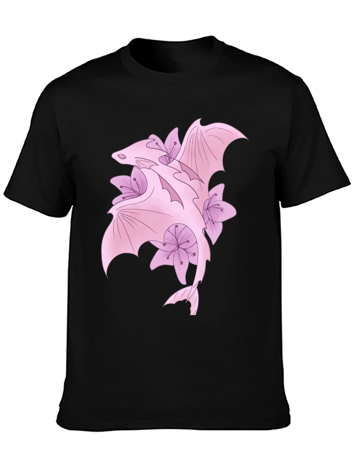 Black Dragon & Floral Graphic Tee view 3