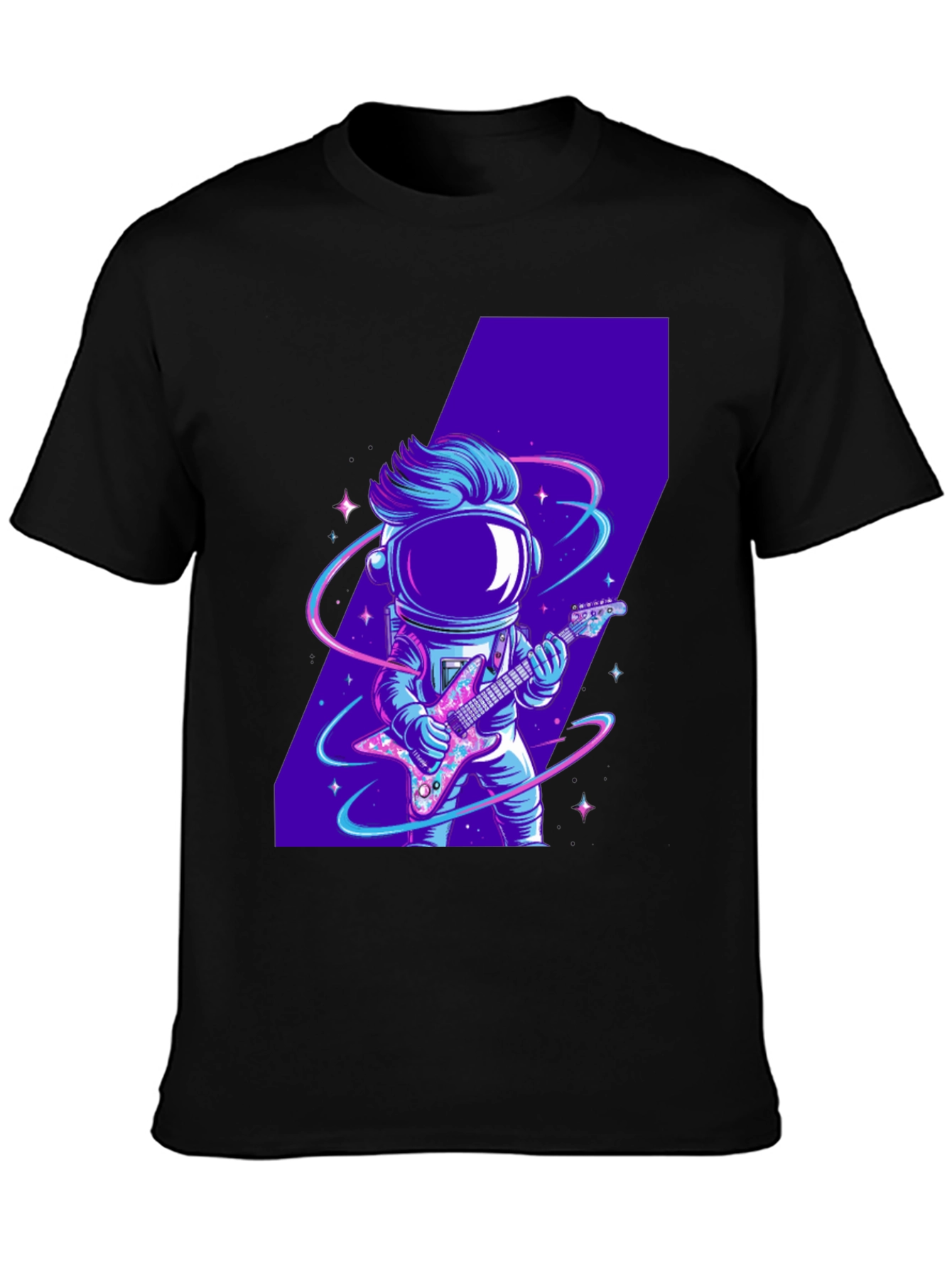 Black Astronaut Guitarist Graphic Tee view 3