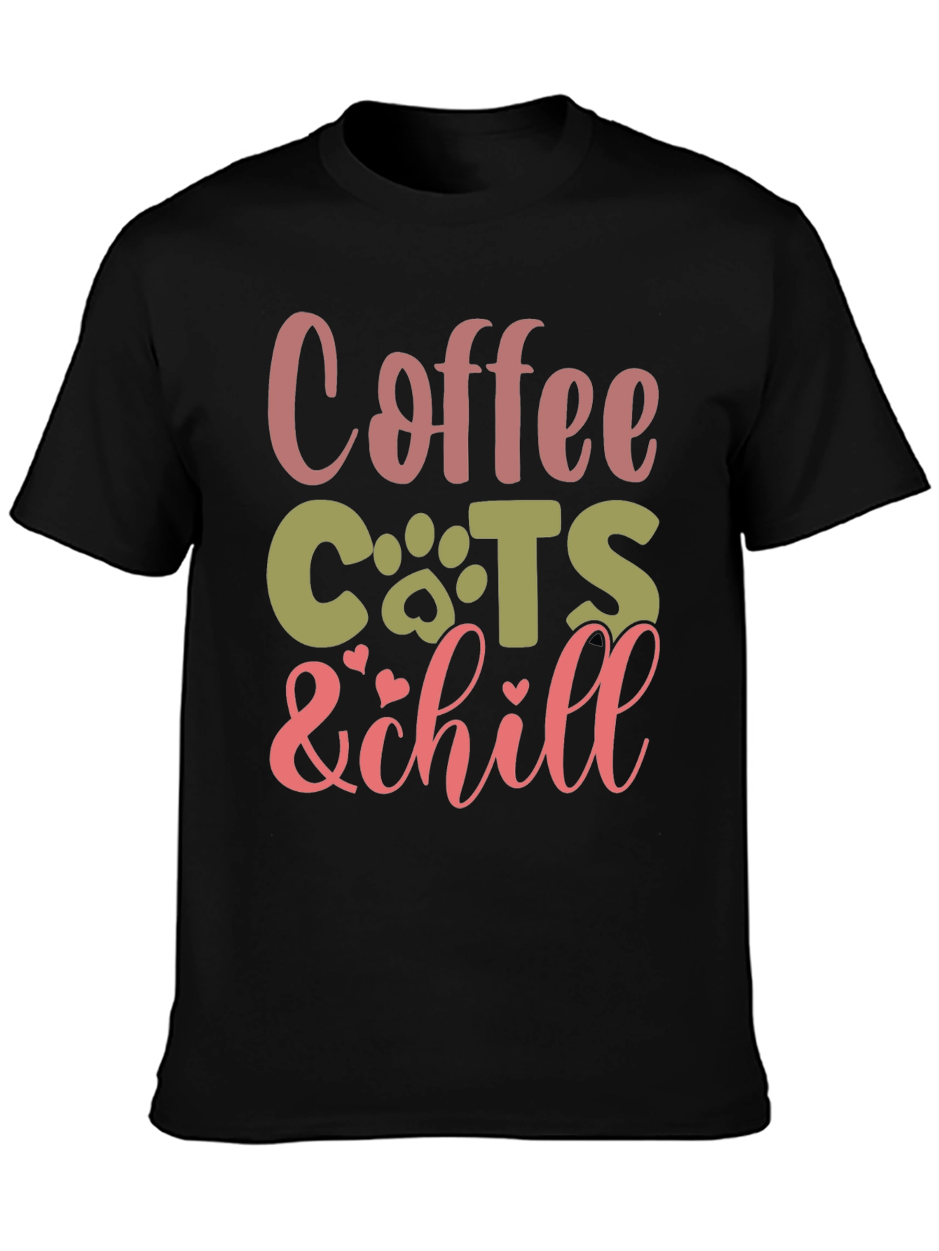 Black Coffee Cats & Chill Black Graphic Tee view 3