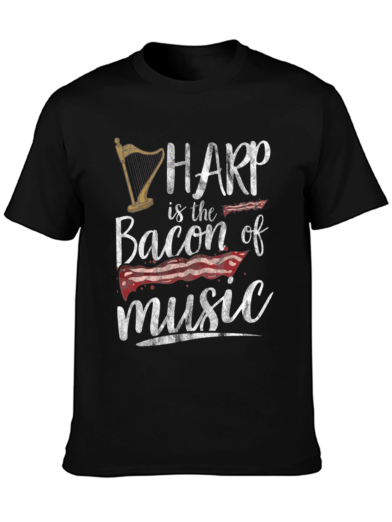 Black Harp is the Bacon of Music Funny Graphic Tee view 3