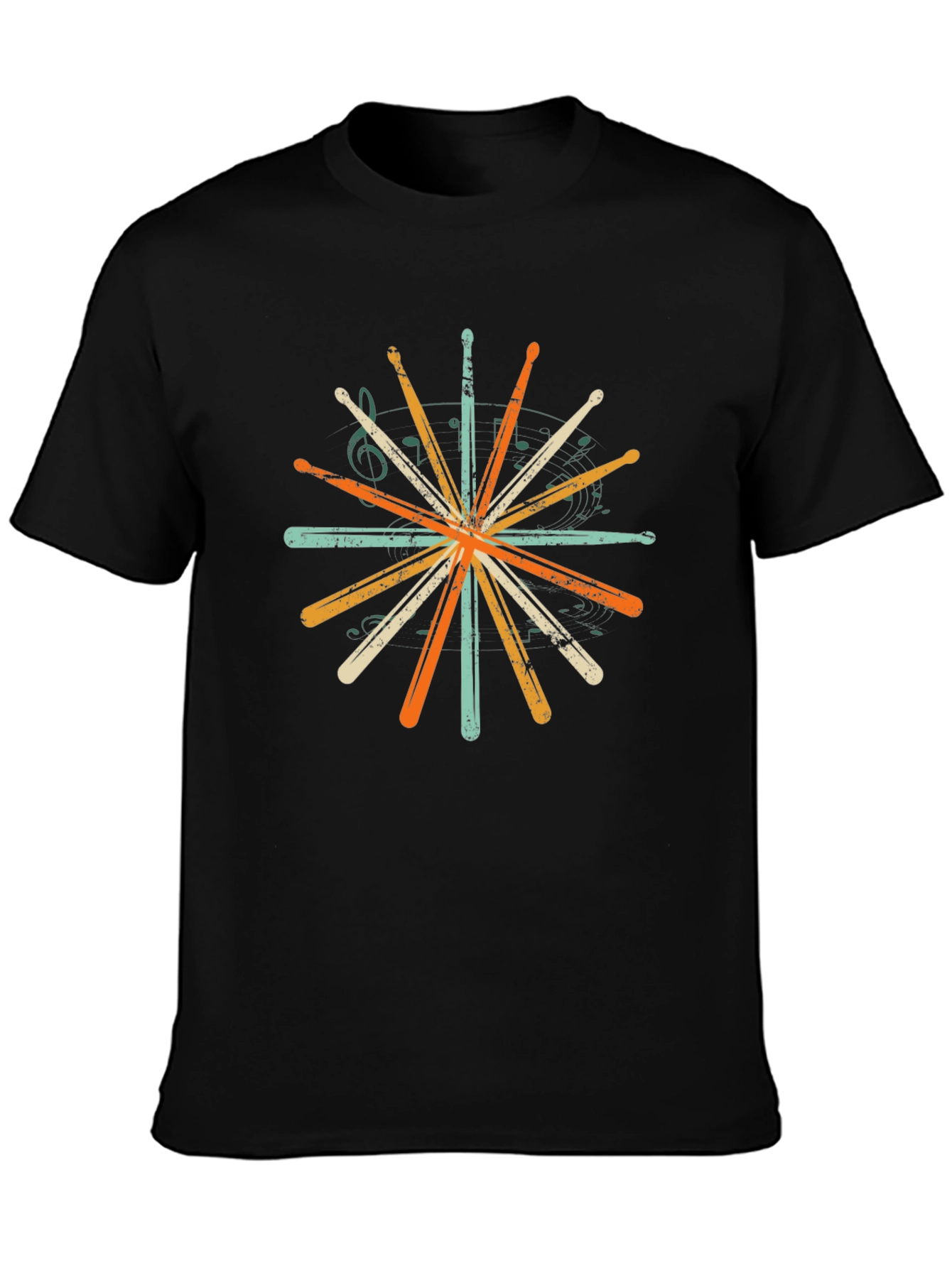 Black Drumsticks Burst Graphic T-Shirt - Music Lover Tee view 3