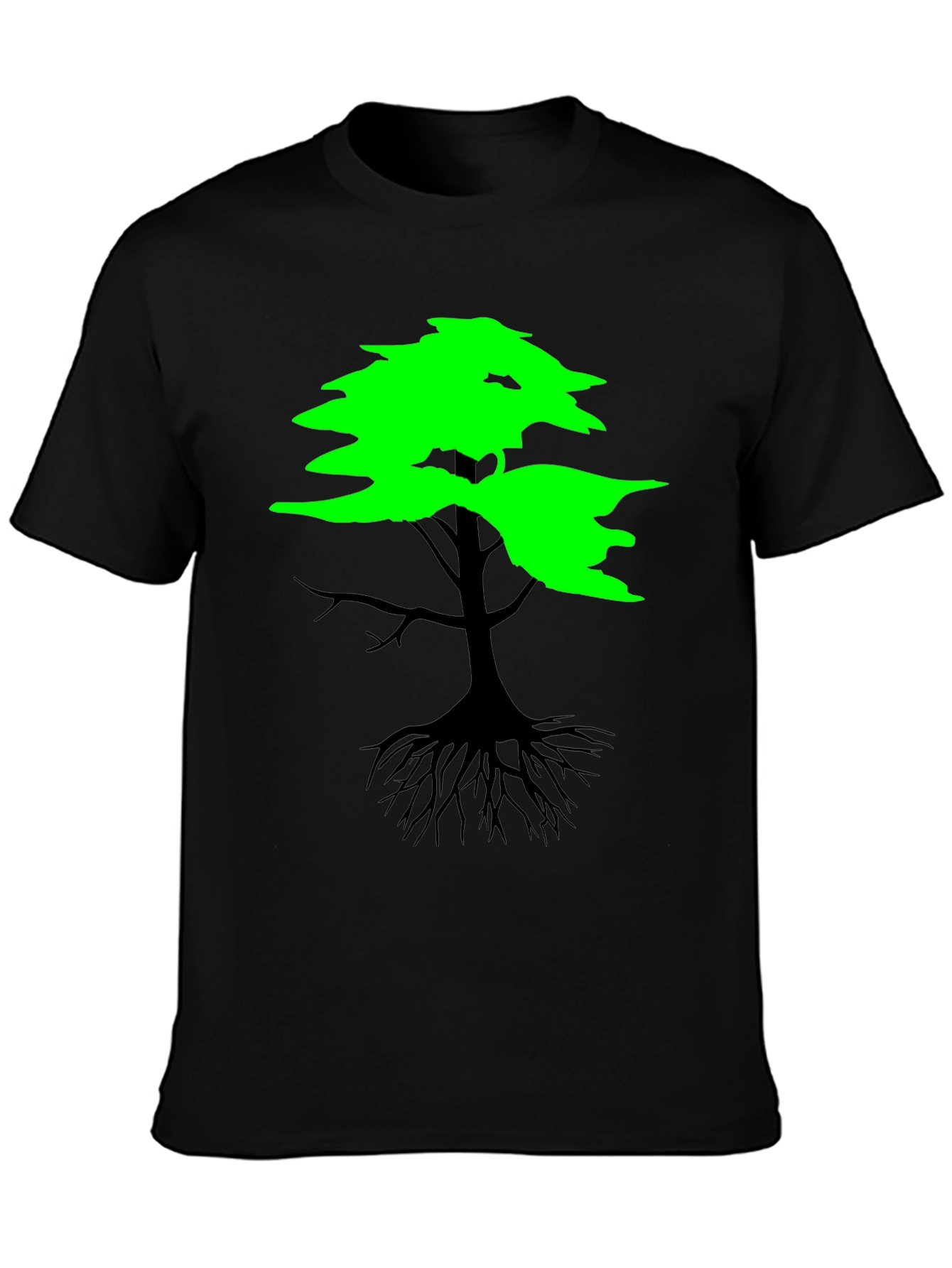 Black Nature Inspired Tree Graphic T-Shirt view 3