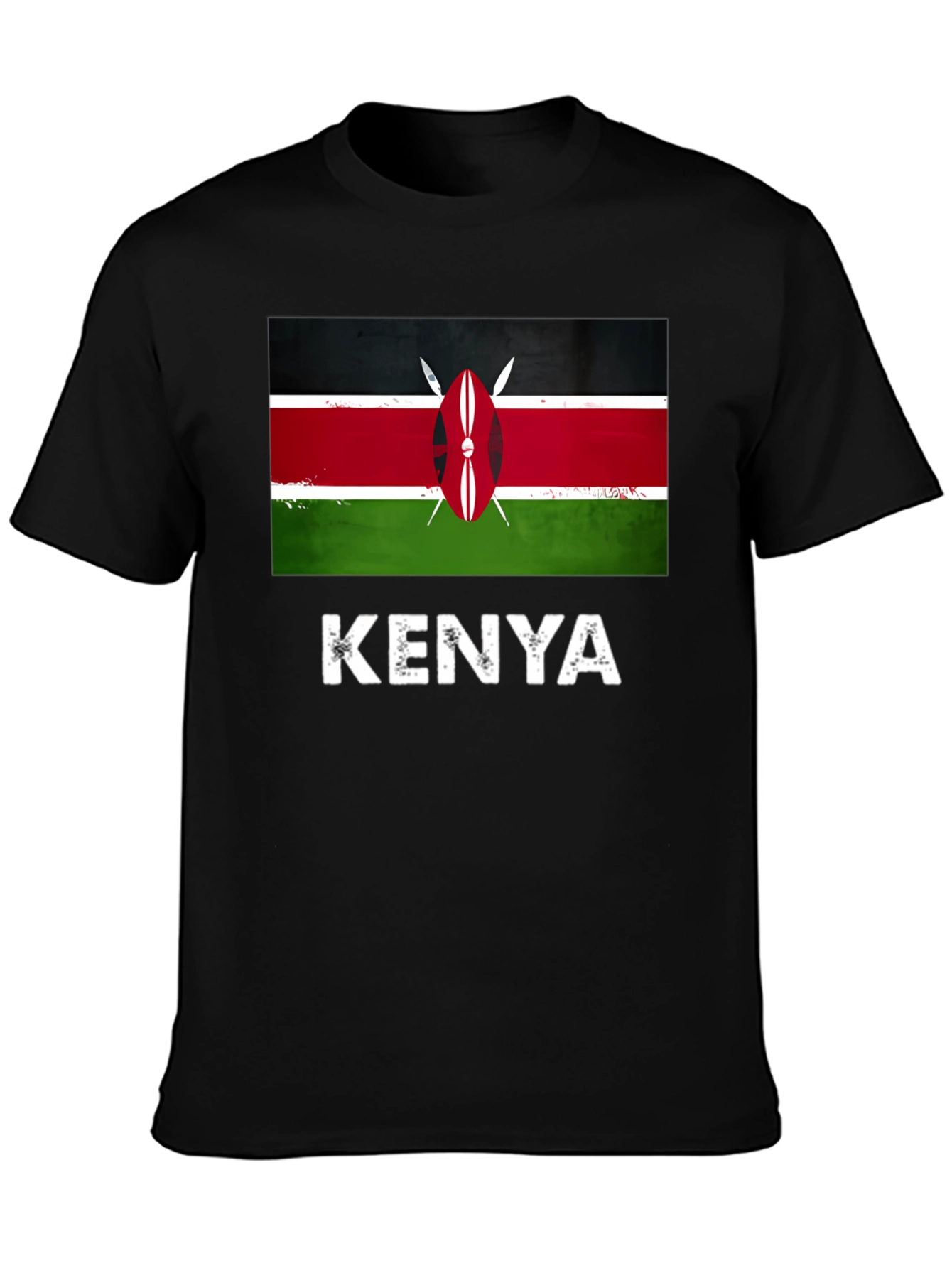 Kenya Flag T-Shirt - Black Graphic Tee - 3