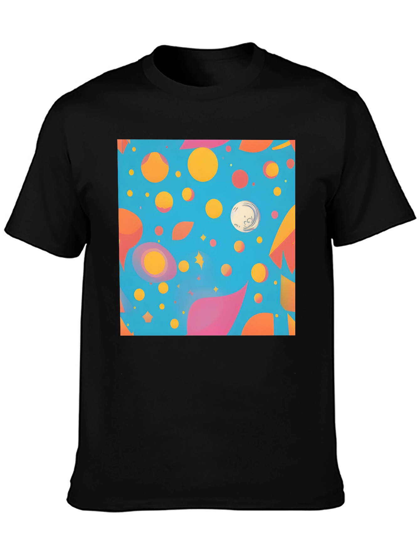 Black Funky Pattern T-Shirt: Colorful Abstract Design view 3