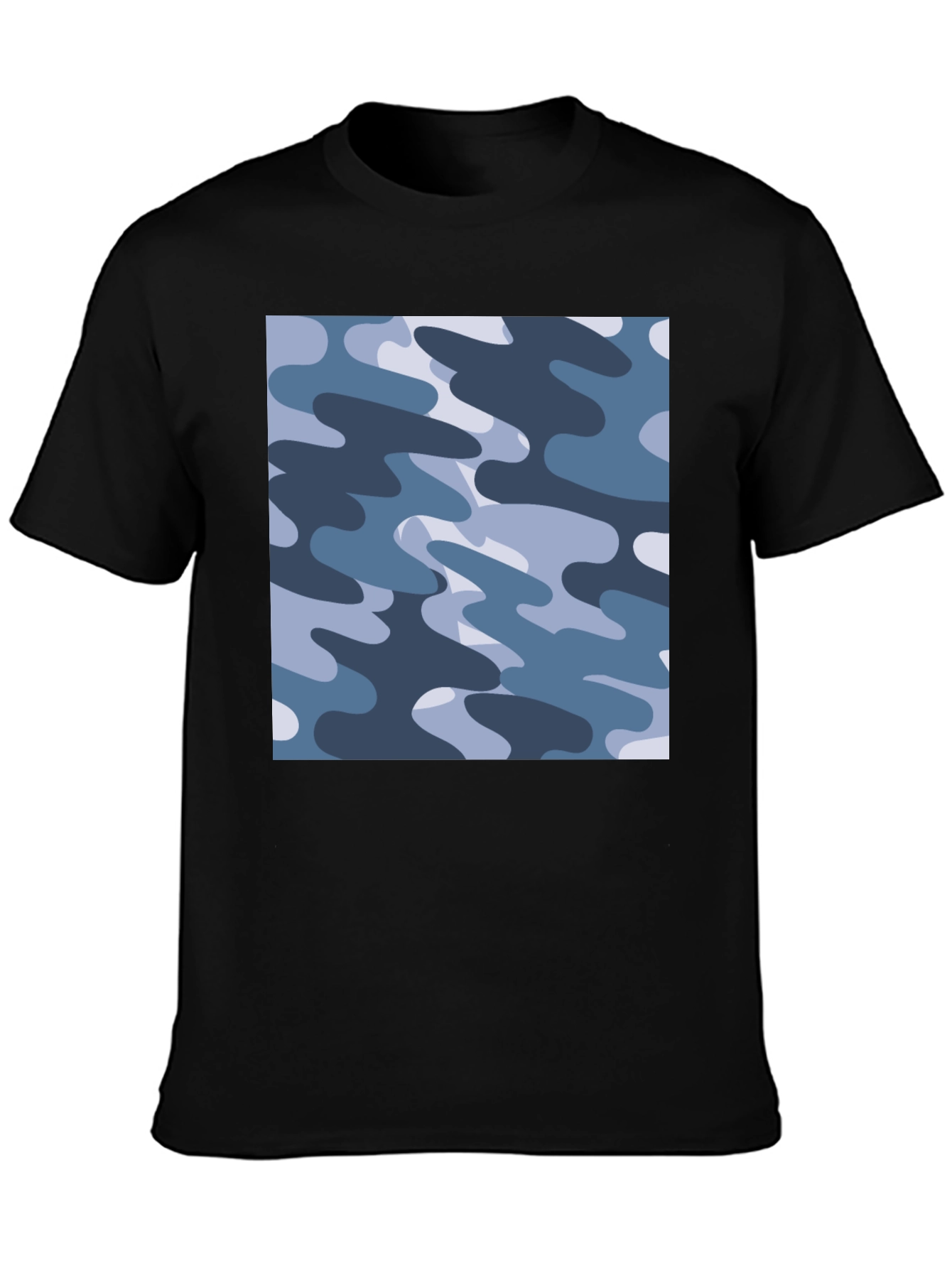 Black Men's Black Camouflage Print T-Shirt view 3