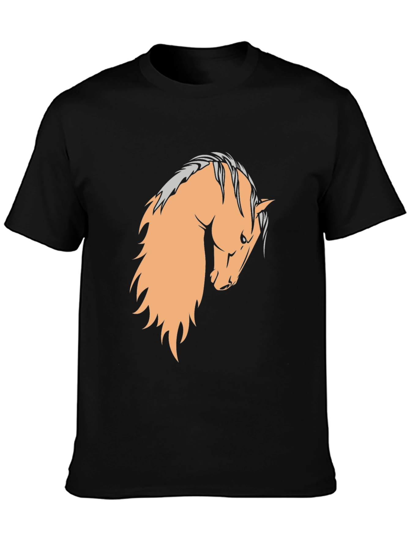 Black Black T-Shirt with Horse Graphic view 3