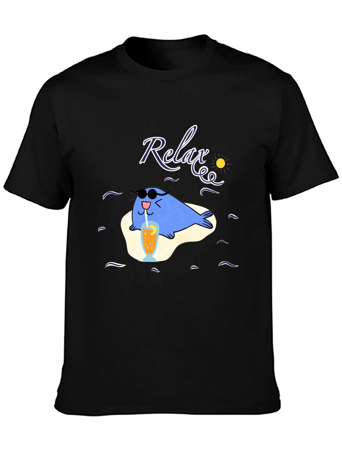 Black Relaxing Seal Black T-Shirt view 3
