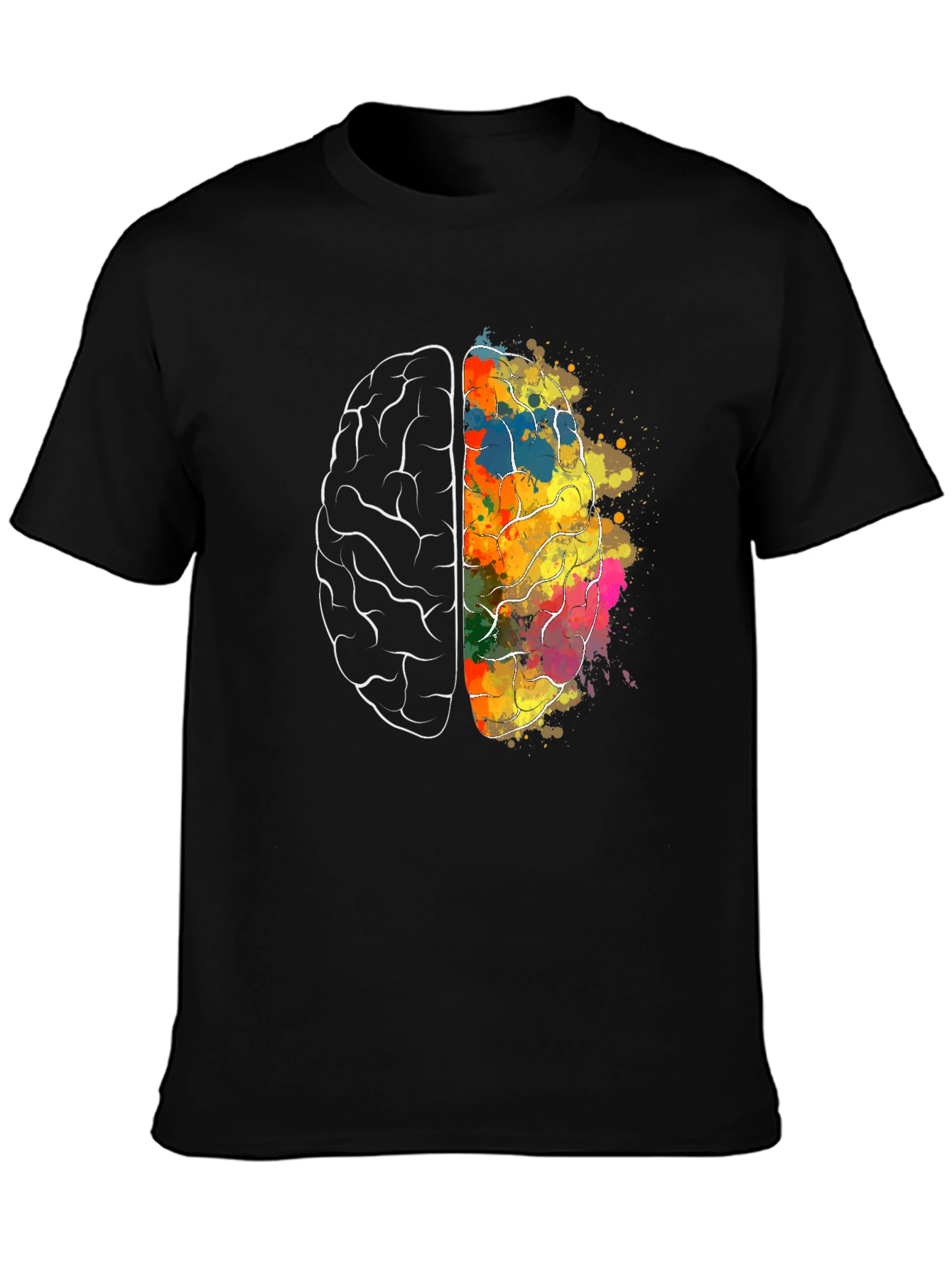 Black Brain Art Graphic T-Shirt - Creative Mind Tee view 3