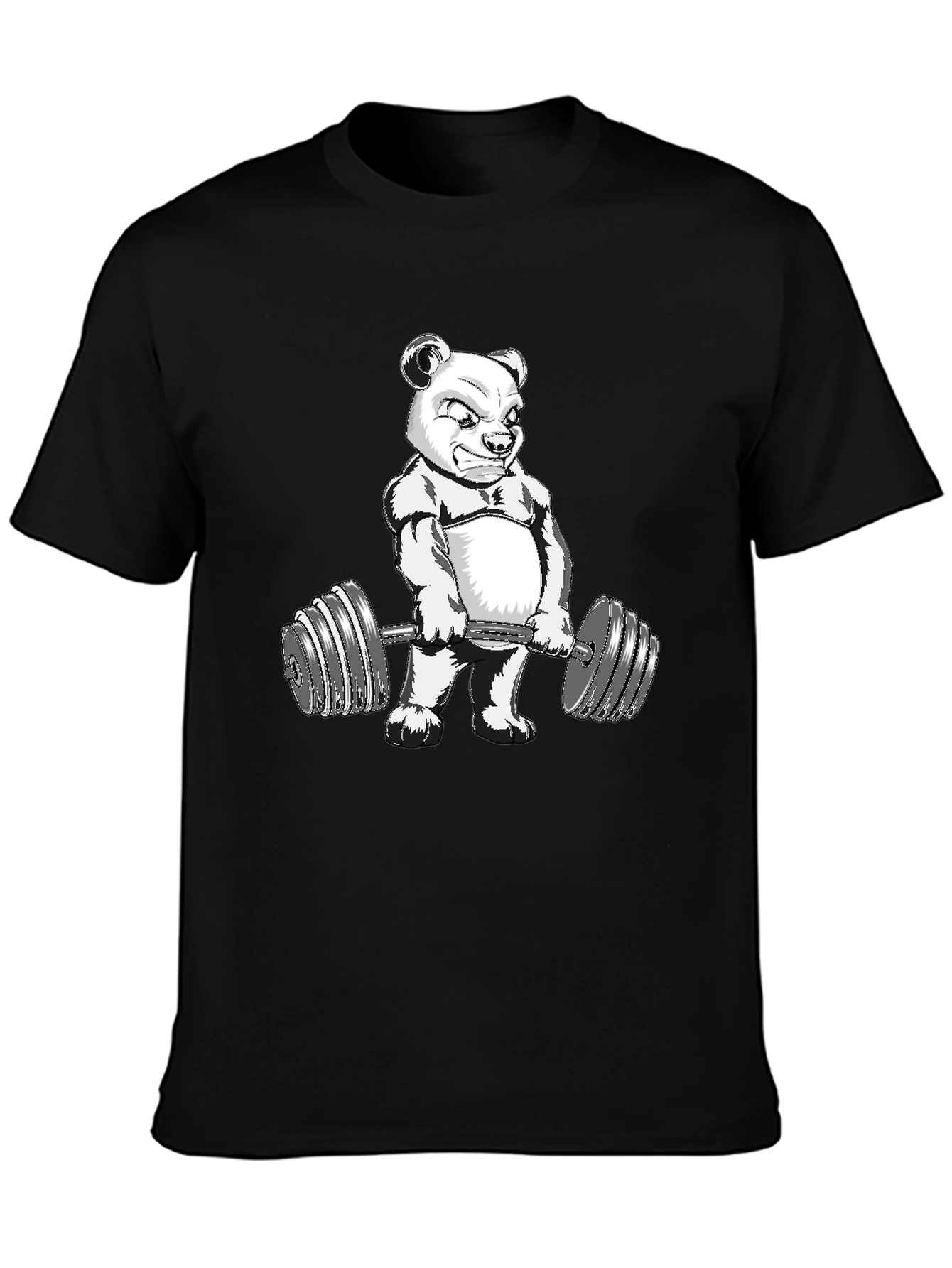 Black Bear Lifting Weights Graphic Tee view 3