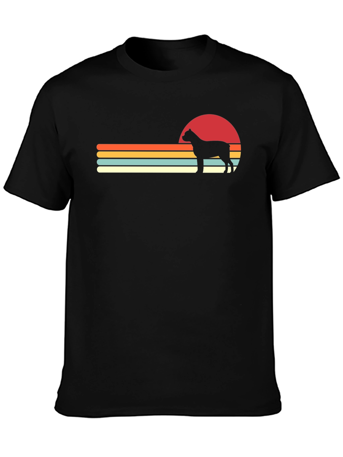 Black Retro Dog Sunset T-Shirt - Black view 3