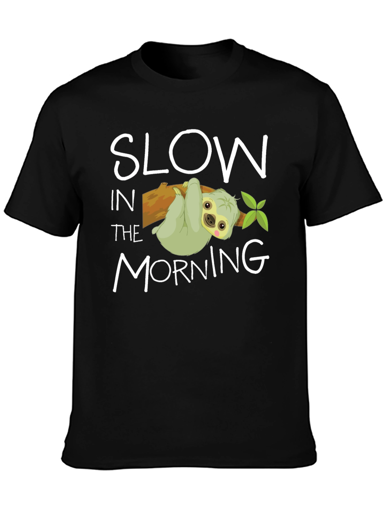 Black Slow In The Morning Sloth Graphic Tee view 3