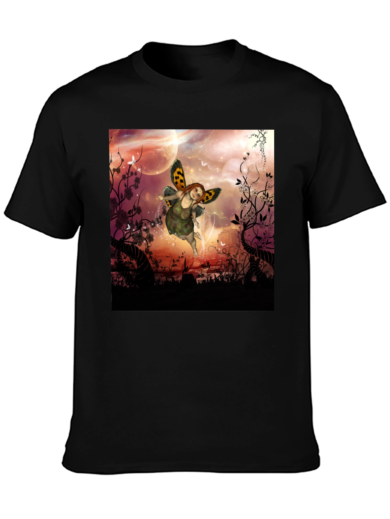 Black Fairy Fantasy Graphic Tee - Unique Design view 3