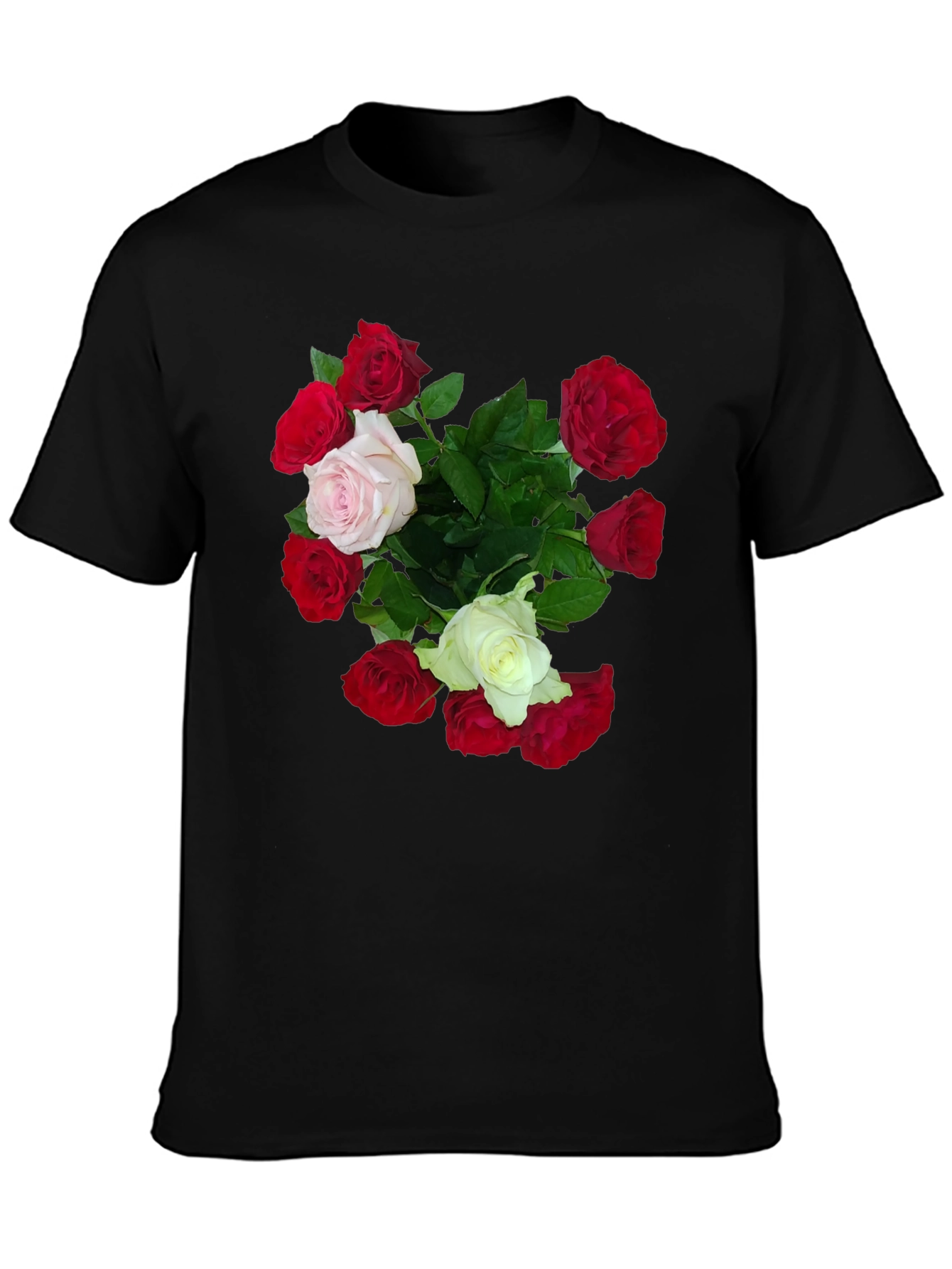 Black Floral Bouquet Graphic Tee - Classic Fit Black T-Shirt view 3