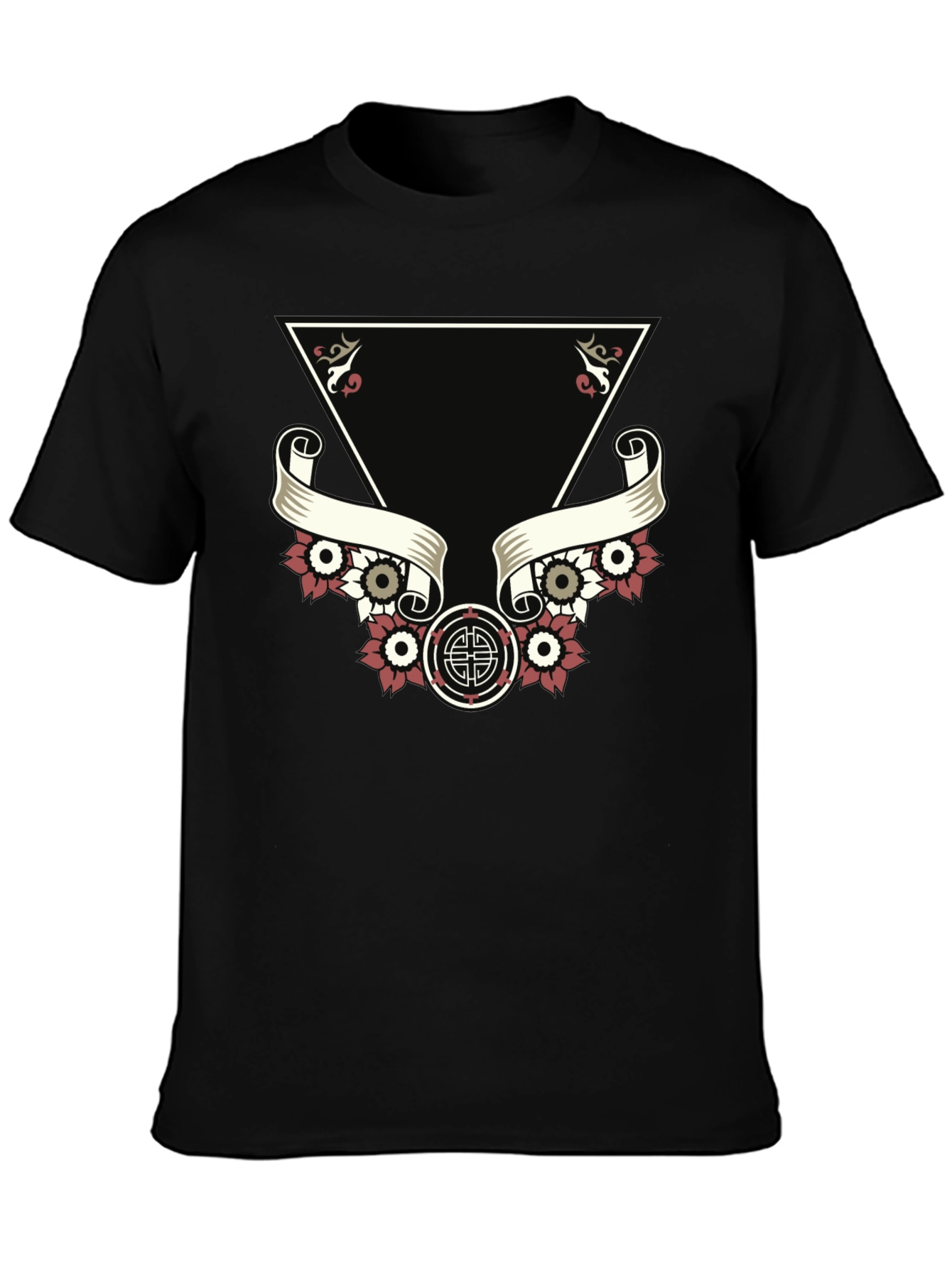 Black Stylish Black Tee with Unique Tattoo-Inspired Graphic view 3