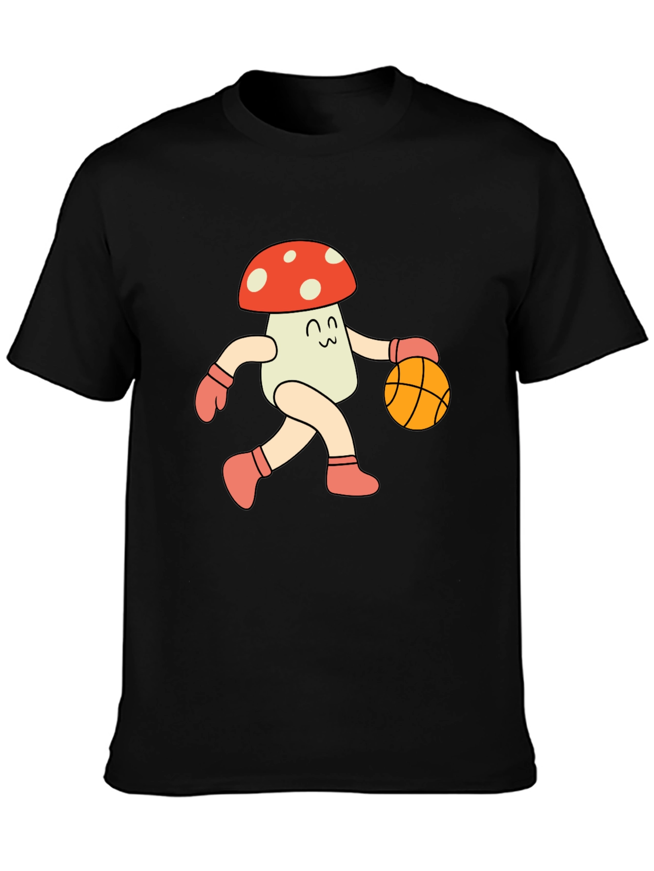 Black Mushroom Basketball T-Shirt - Cool Graphic Tee view 3