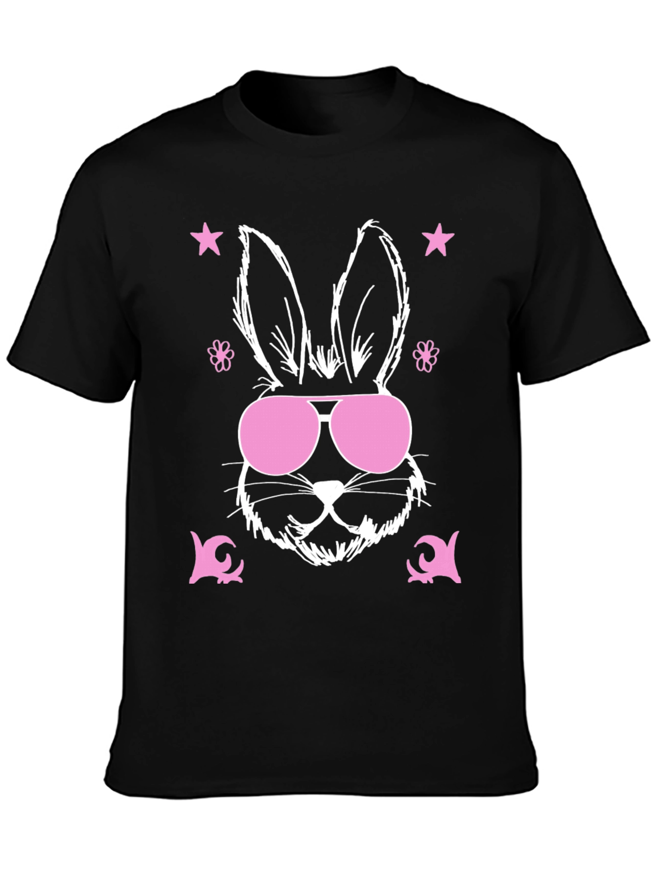 Black Cool Bunny Graphic Tee - Easter Vibes view 3
