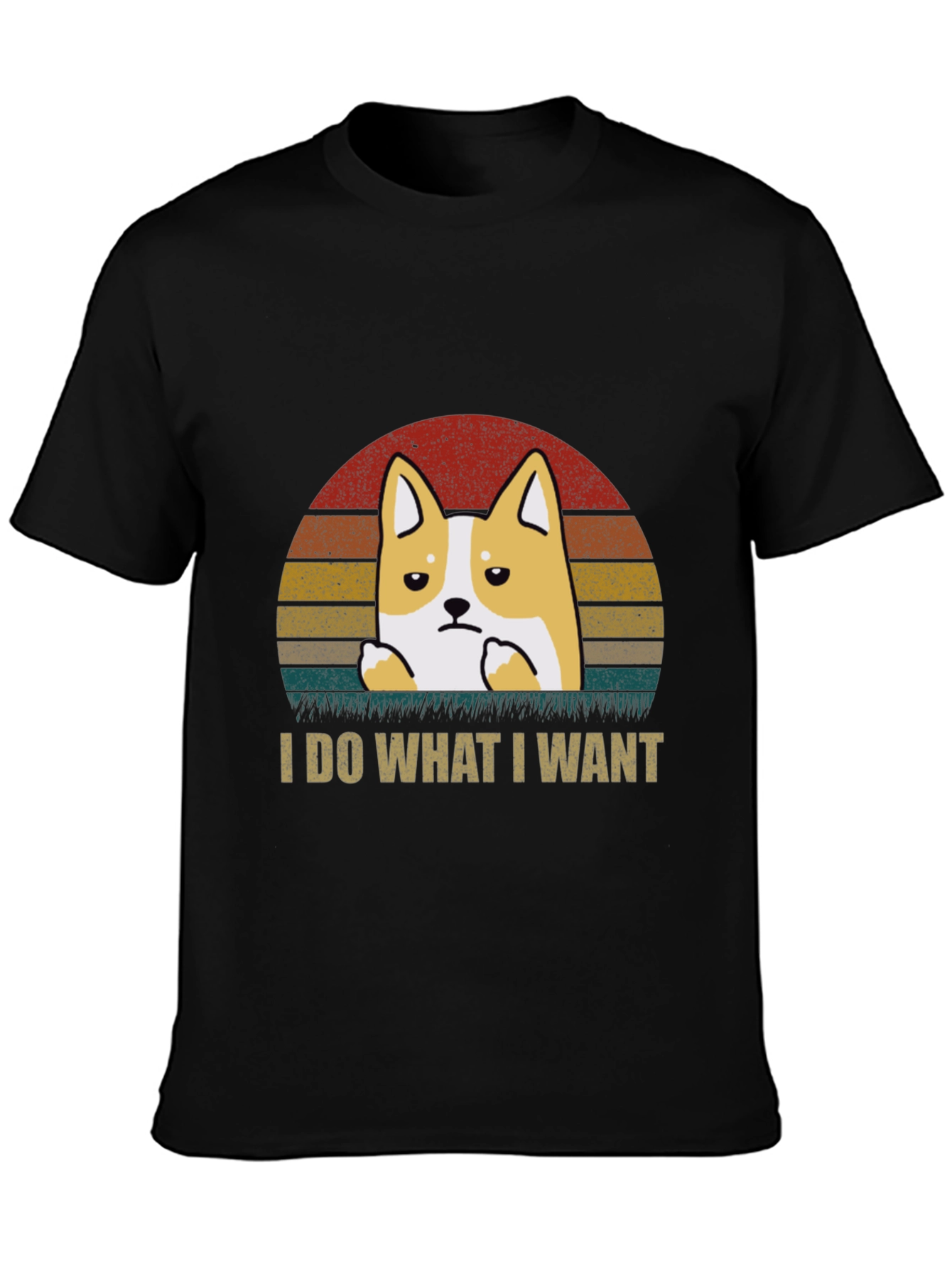 Black I Do What I Want Corgi T-Shirt view 3