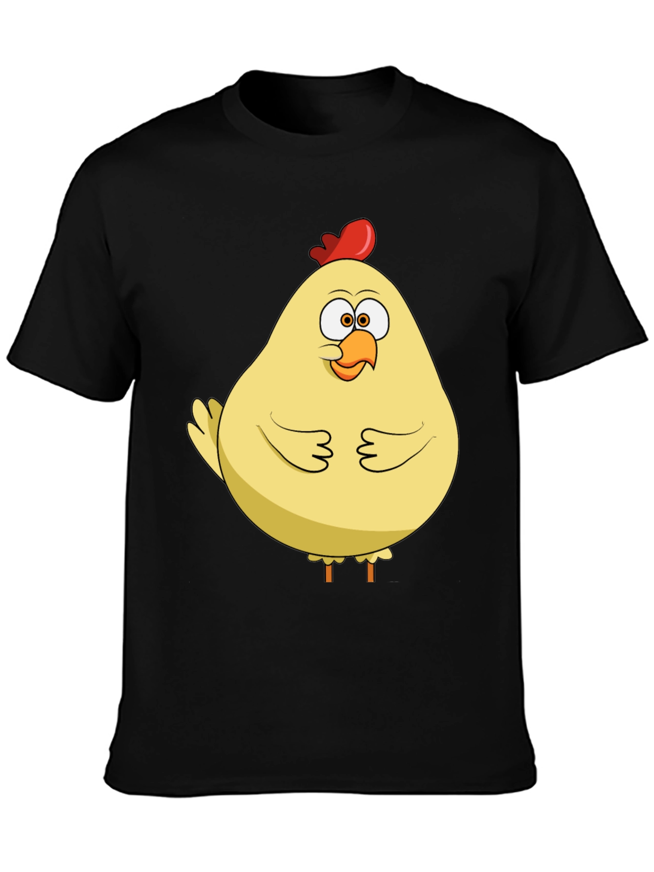 Black Funny Chicken T-Shirt - Quirky Cartoon Bird Tee view 3
