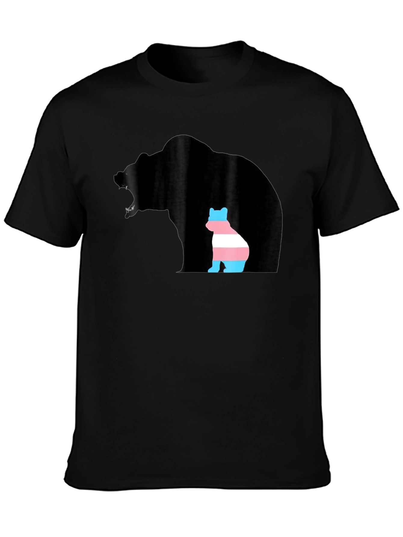 Black Transgender Pride Bear Graphic T-Shirt view 3