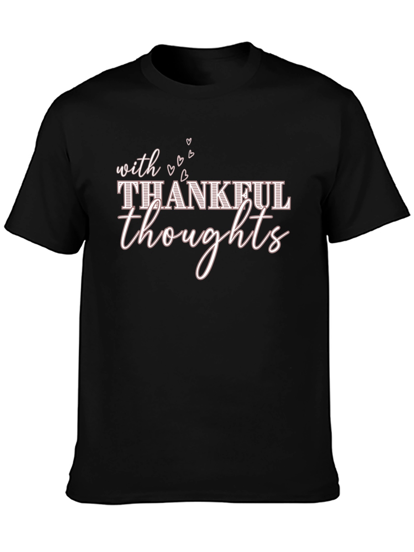 Black Thankful Thoughts Graphic T-Shirt view 3