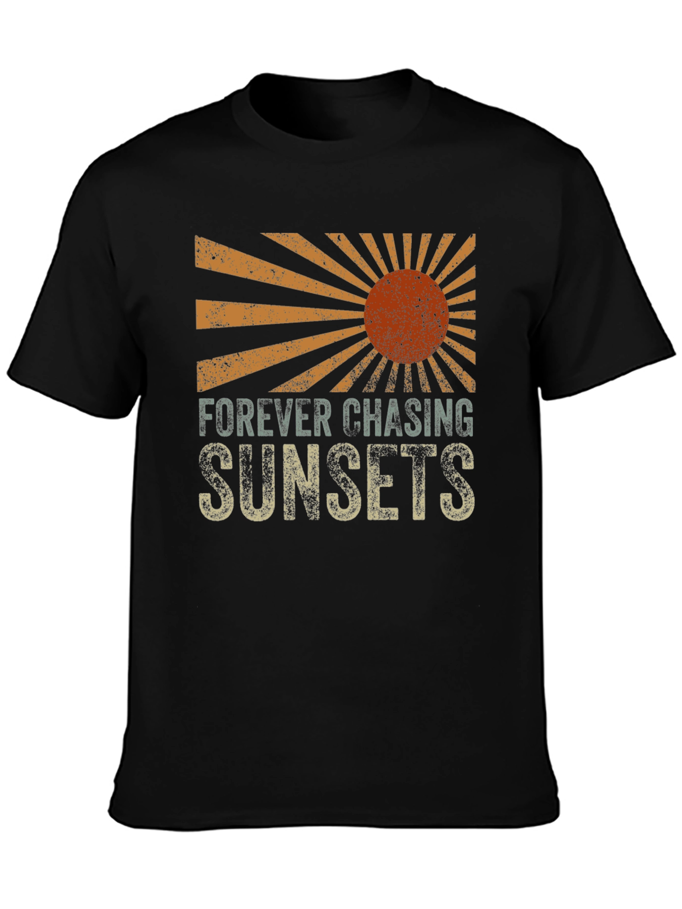 Black Sunset Chaser Graphic Tee - Retro Design view 3