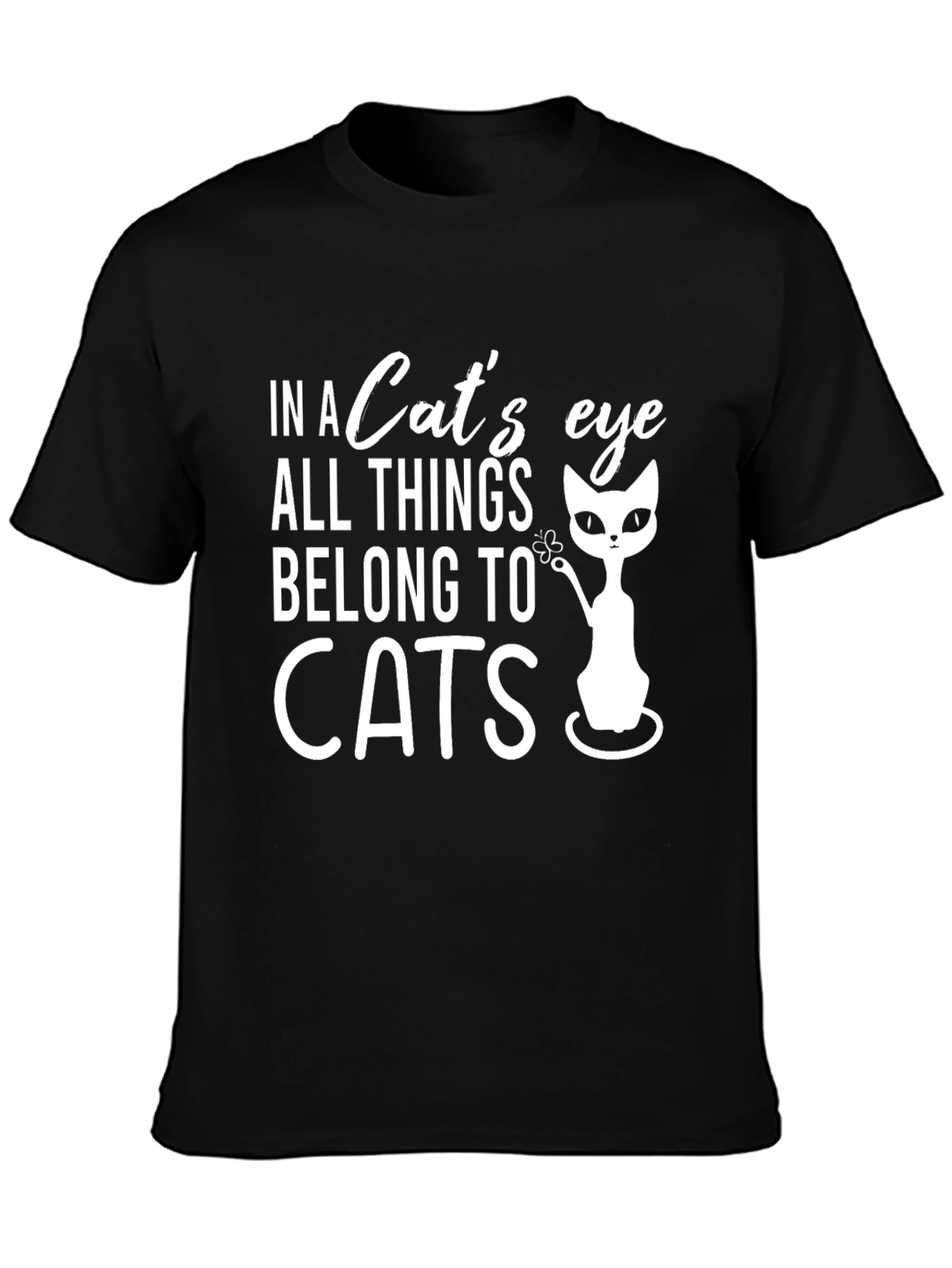 Cat Lover Tee: "In a Cat's Eye" Black T-Shirt - 3
