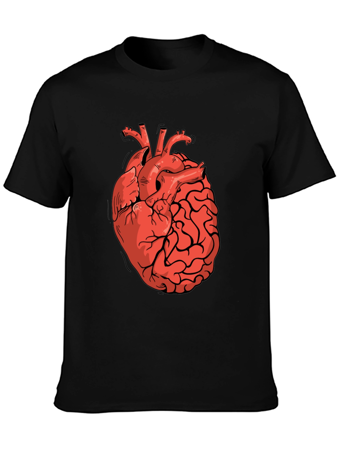 Black Heart-Brain Graphic Tee - Stylish Black T-Shirt view 3