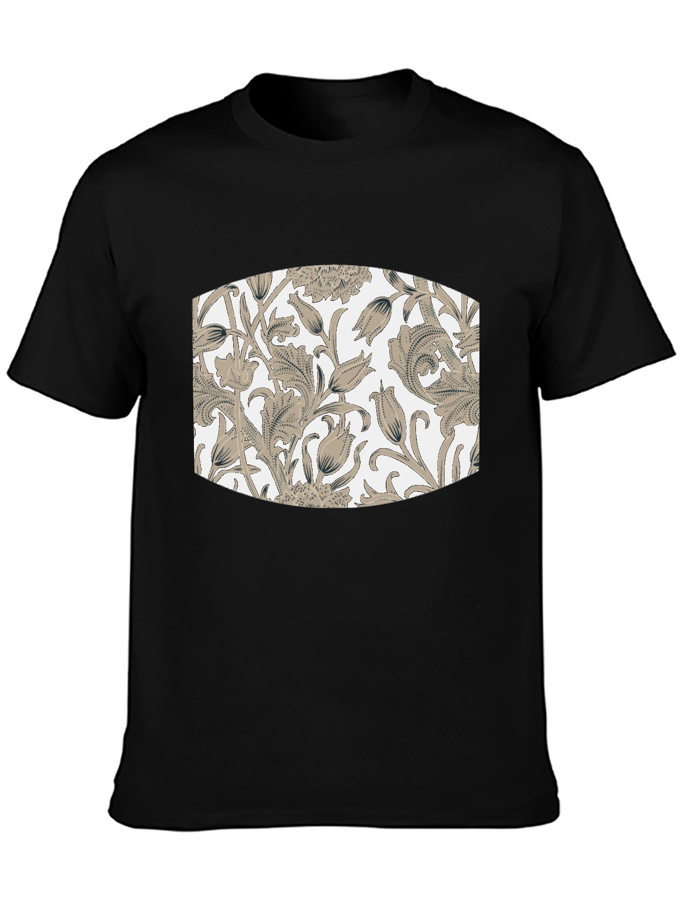 Black Floral Pattern T-Shirt - Black view 3