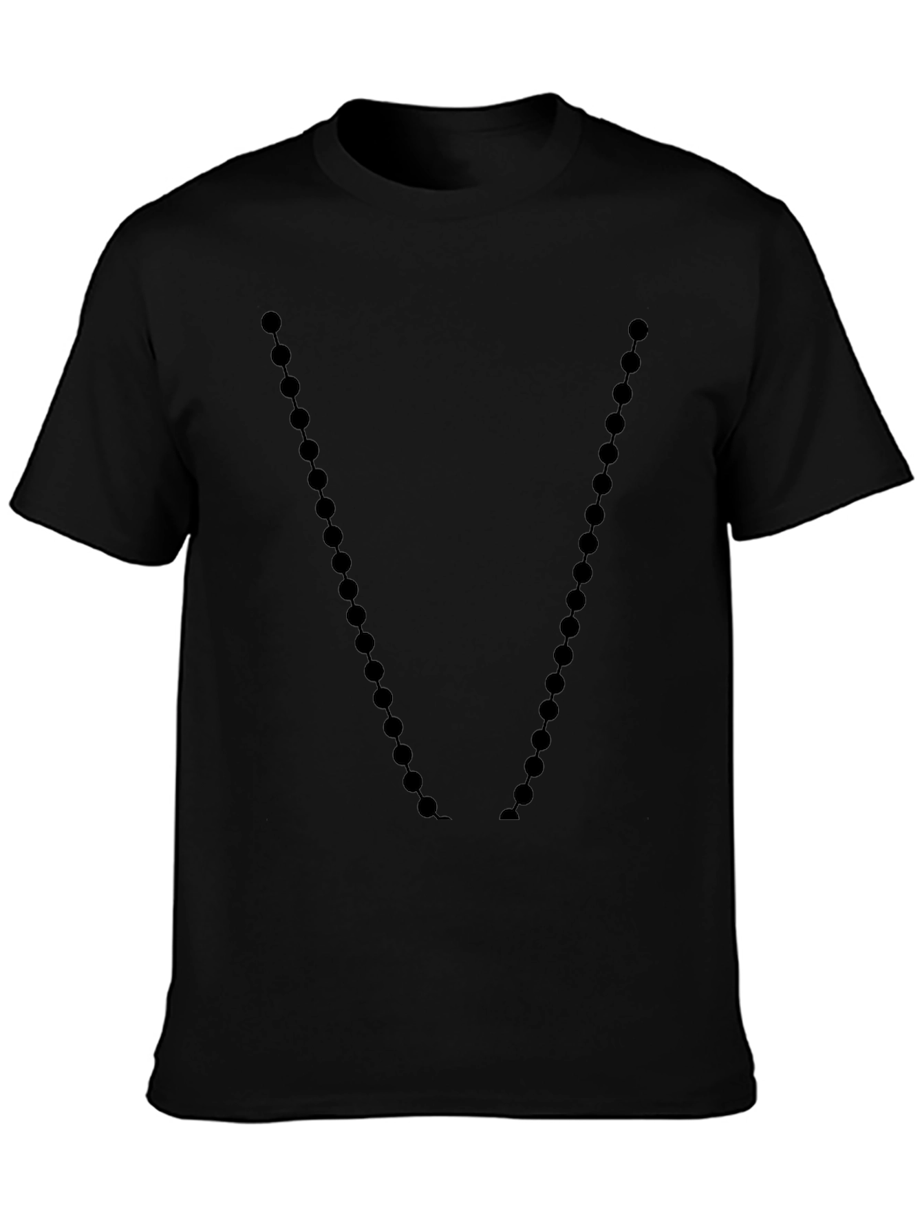 Black Men's Black Graphic Tee - Beaded V Design view 3