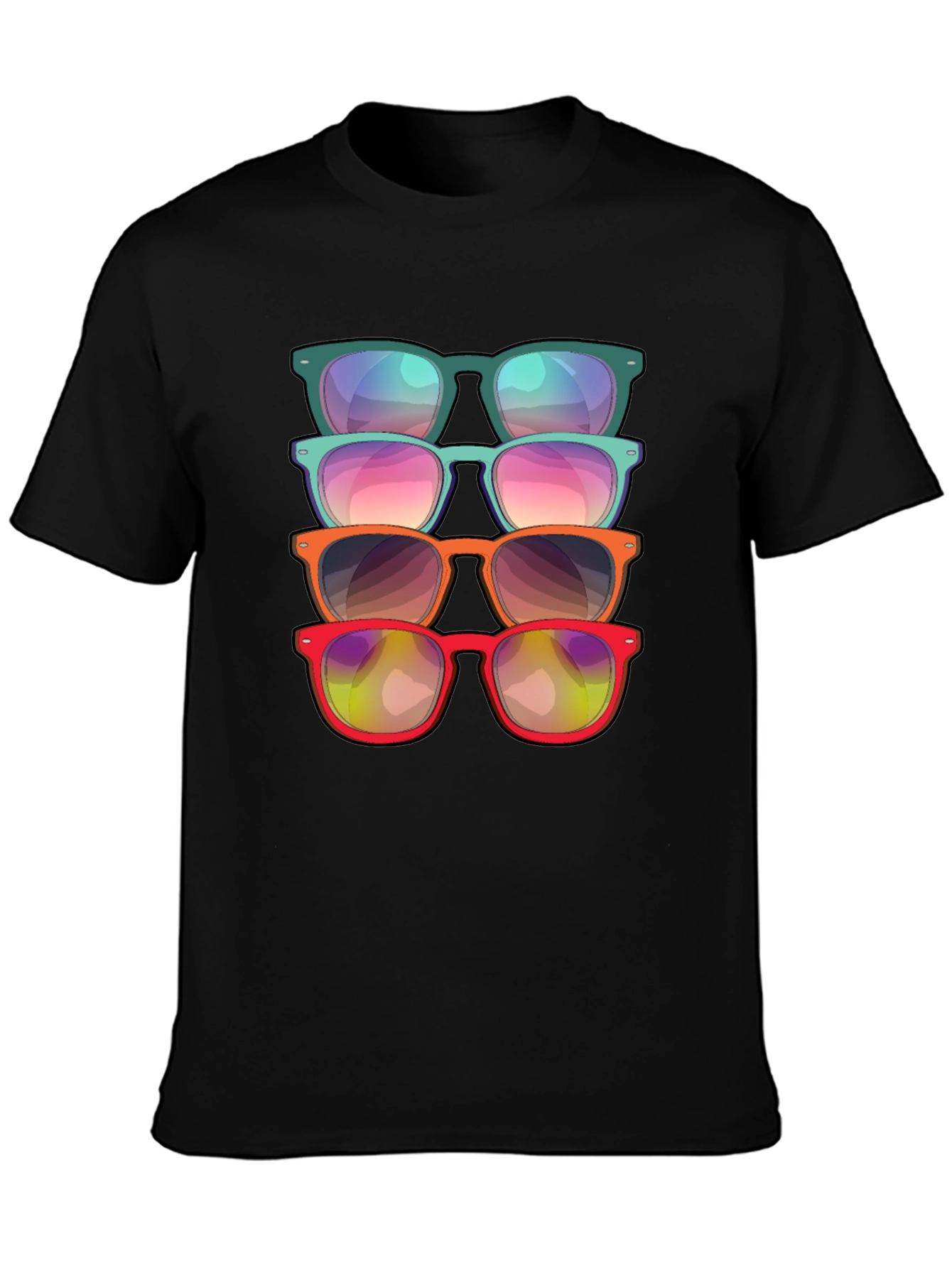 Black Sunglasses Stack Graphic Tee - Cool Casual Style view 3