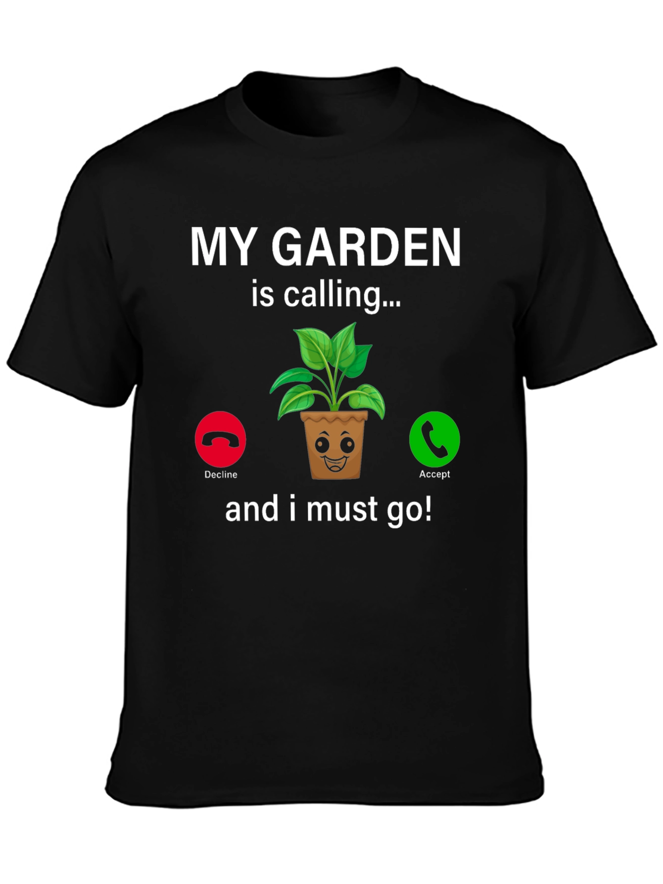 Black My Garden Is Calling T-Shirt Funny Gardener Tee view 3
