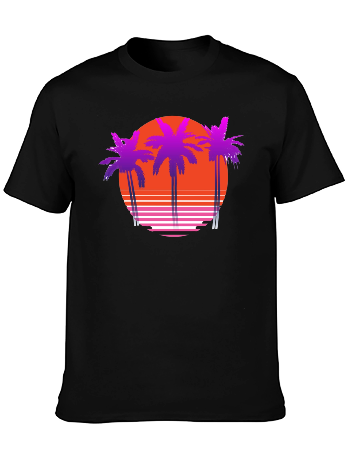 Black Retro Sunset Palm Tree T-Shirt view 3