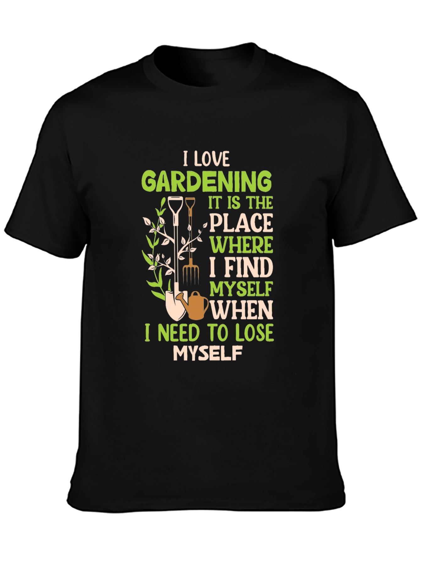 Black I Love Gardening Black T-Shirt view 3