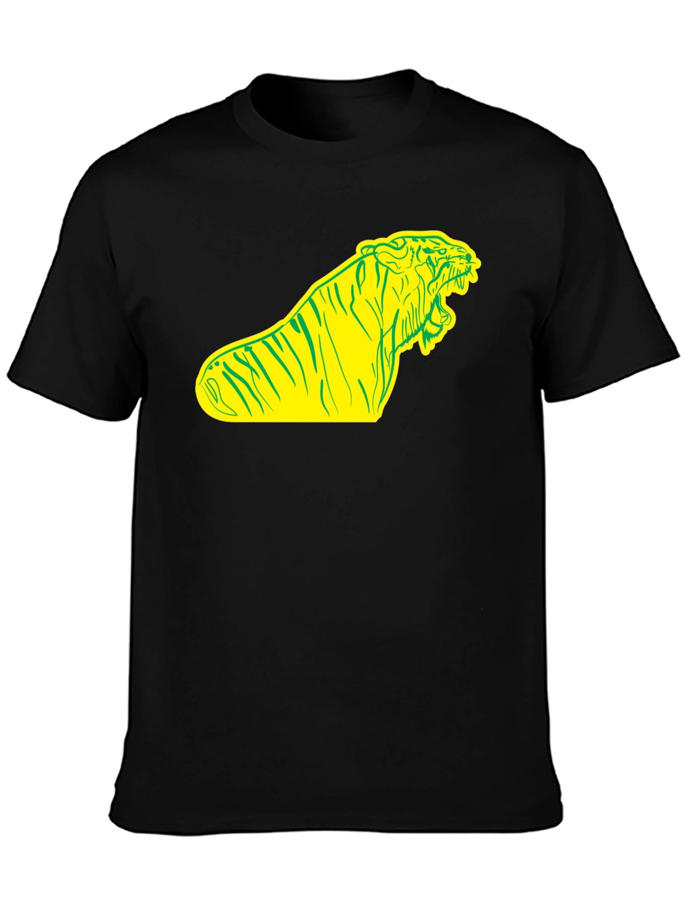 Black Bold Tiger Graphic Tee - Black Cotton T-Shirt view 3