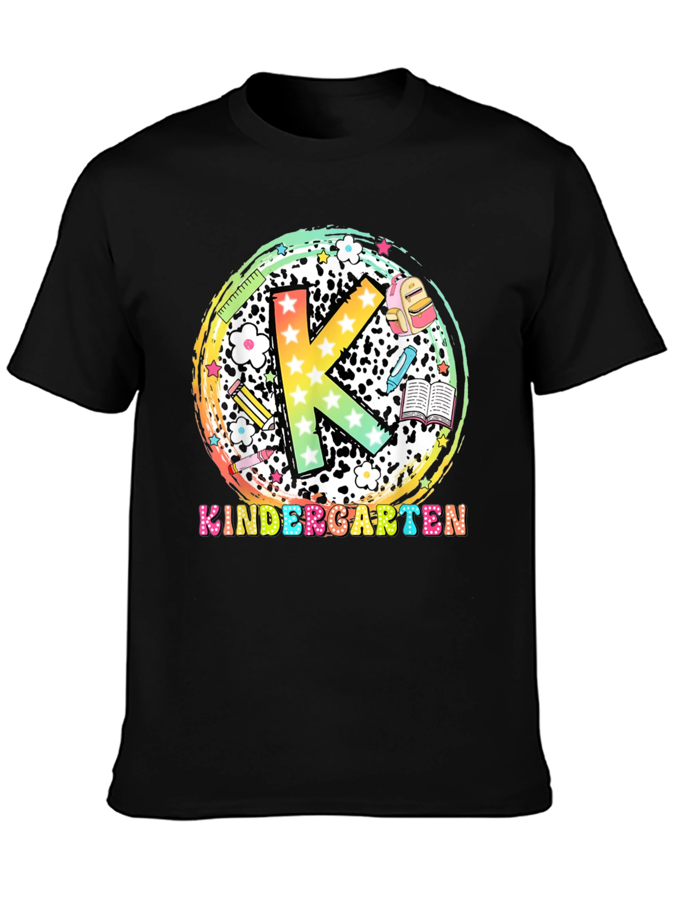 Black Kindergarten Teacher Black T-Shirt view 3