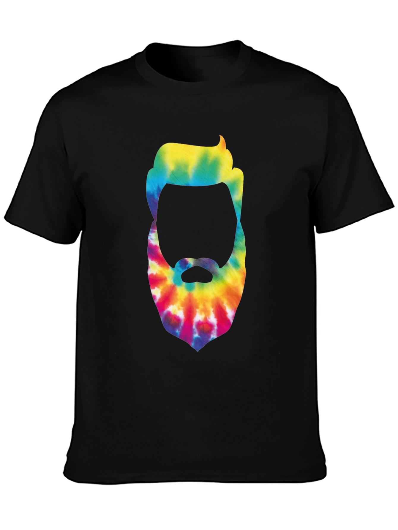 Black Tie-Dye Beard Graphic Black T-Shirt view 3
