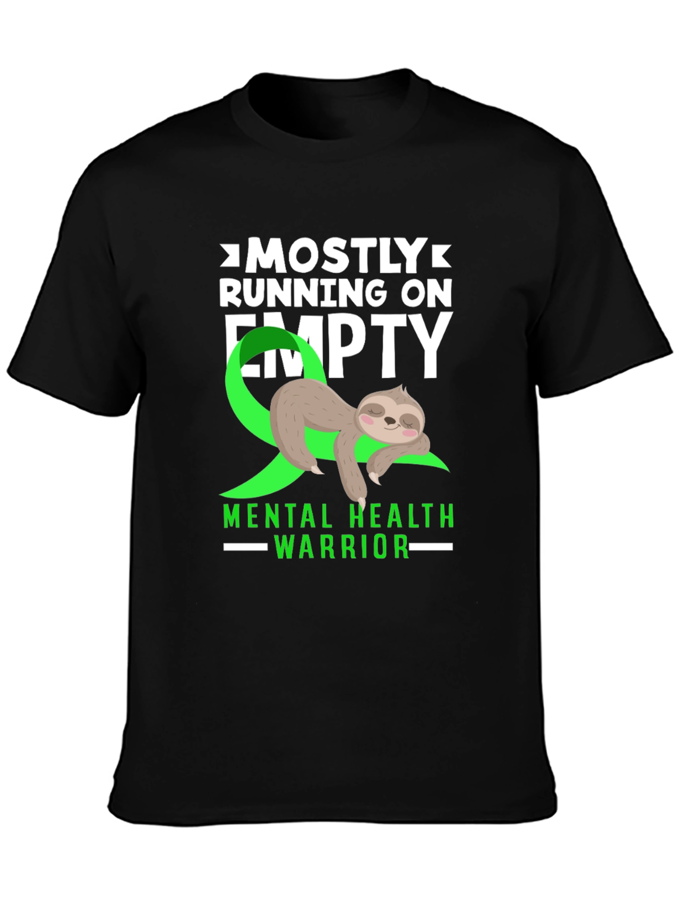 Black Mental Health Warrior Sloth T-Shirt view 3