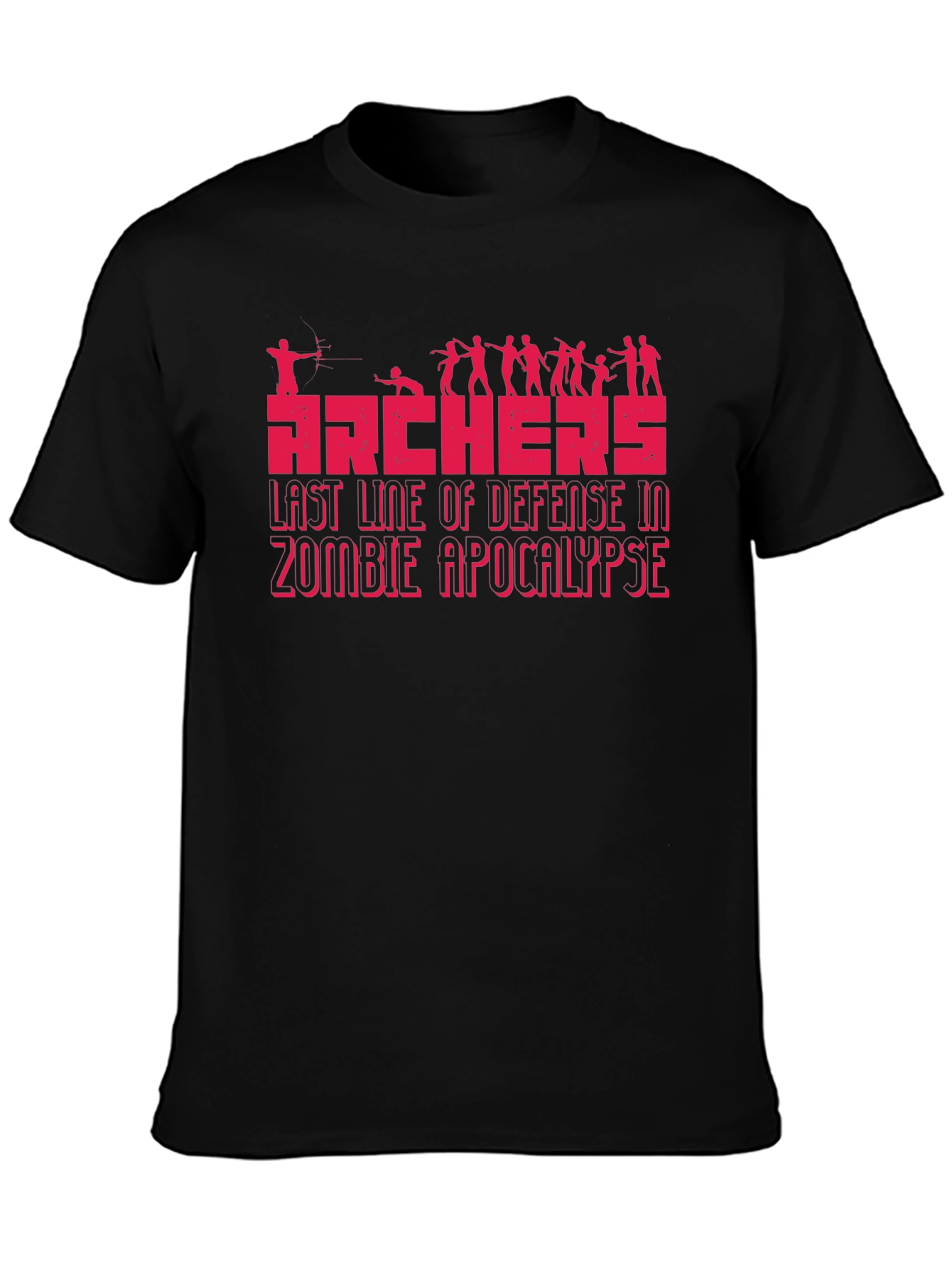 Black Archers Last Line of Defense Zombie Apocalypse T-Shirt view 3