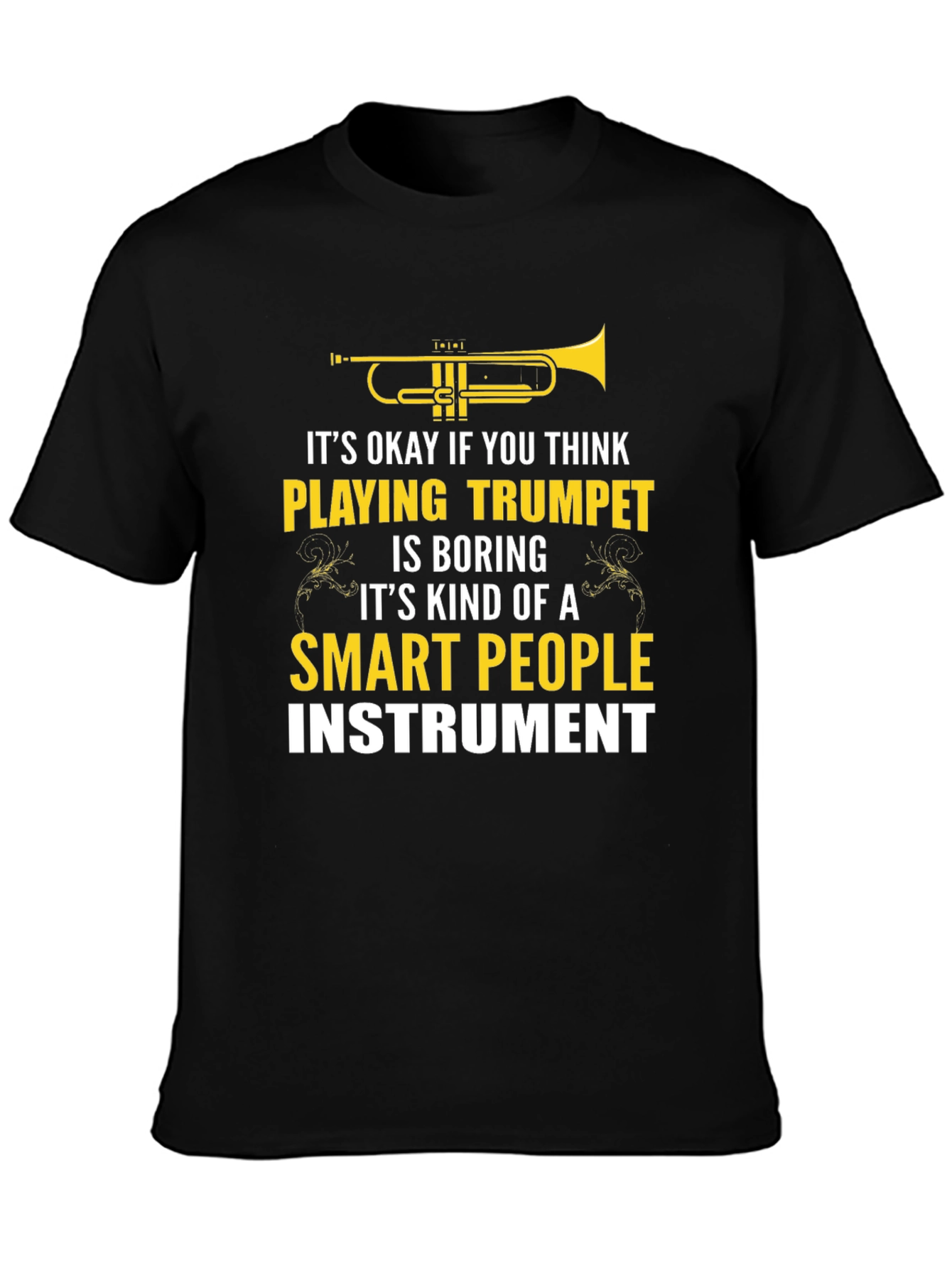 Black Trumpet Player T-Shirt - Smart People Instrument view 3