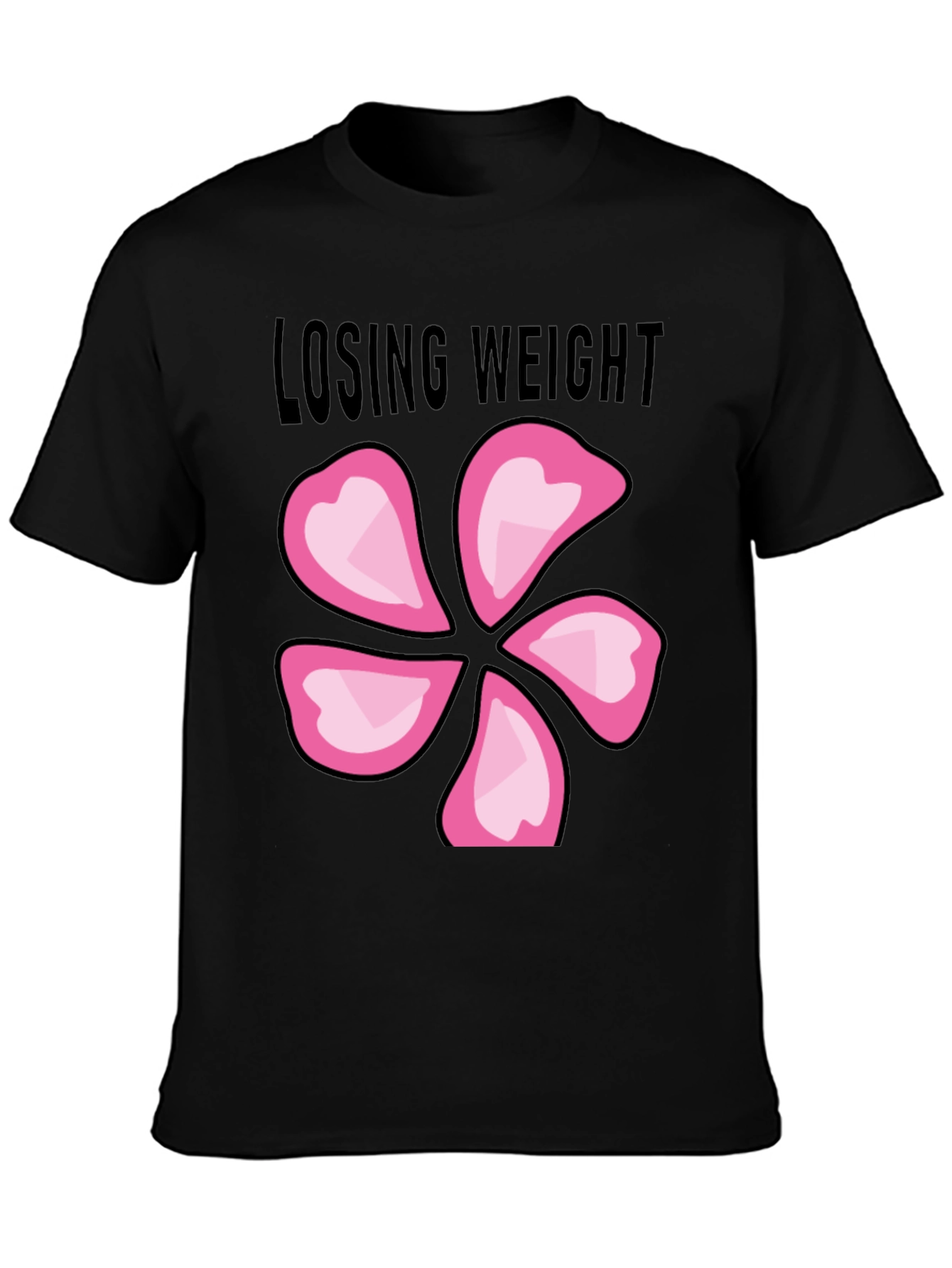 Black Losing Weight Flower T-Shirt - Black view 3