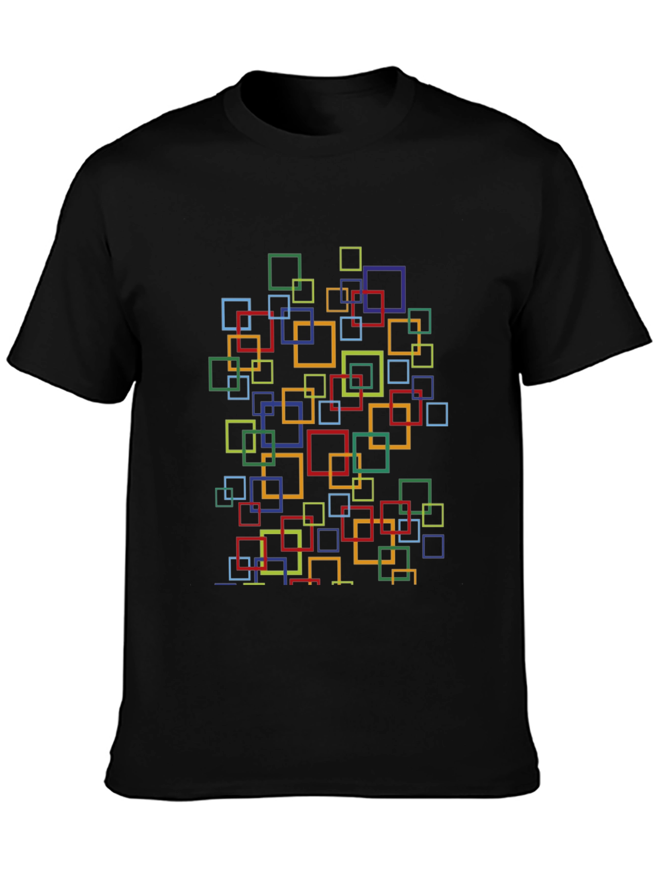 Black Abstract Square Pattern T-Shirt - Stylish Casual Wear view 3